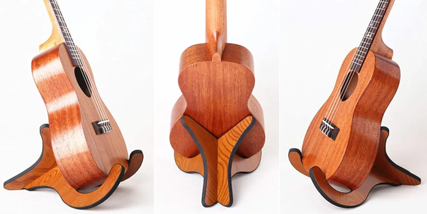 Windfromort Yukiri Podstawa podłogowa Yukiri - stojak na ukulele, drewno, składana konstrukcja, stabilna i antypoślizgowa, odpowiednia dla ukulele i innych instrumentów strunowych (naturalne drewno)