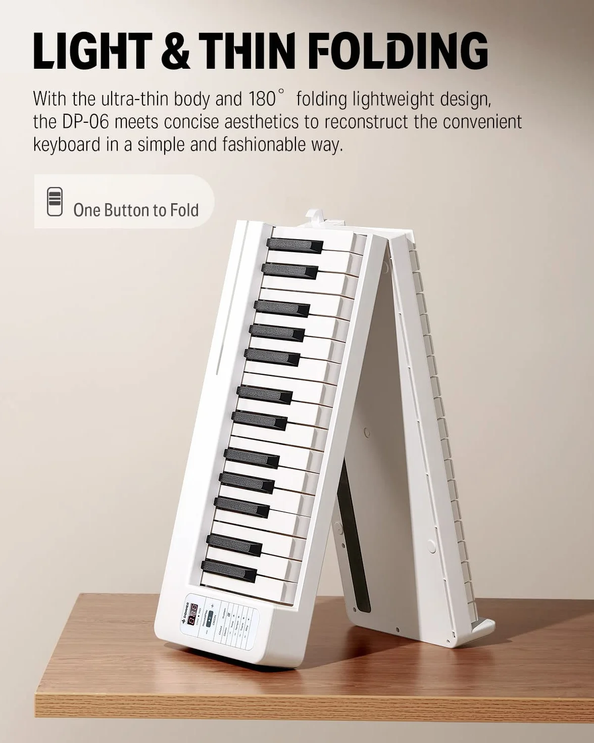 Donner DP-06 składany fortepian 61 klawiszy pełnowymiarowa półważona pianino cyfrowe Bluetooth przenośne