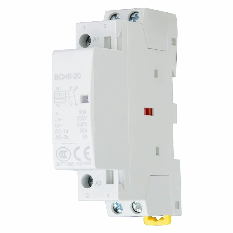 Przekaźnik 230V Suchy Styk Stycznik 2P 20A Domowy Stycznik Prądu Przemiennego do Montażu na Szynie Din elektryczność 1No 1Nc (220V 230V) (220V/230V)