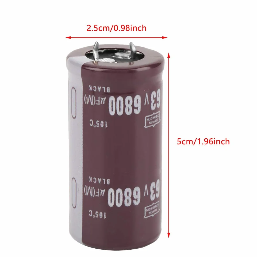 Kondensator Elektrolityczny 6800uF 63V Kondensator 2 szt. 63V 6800uF Kondensator Elektrolityczny 105 Bypass Filtrowanie Strojenie Obwodu Energii