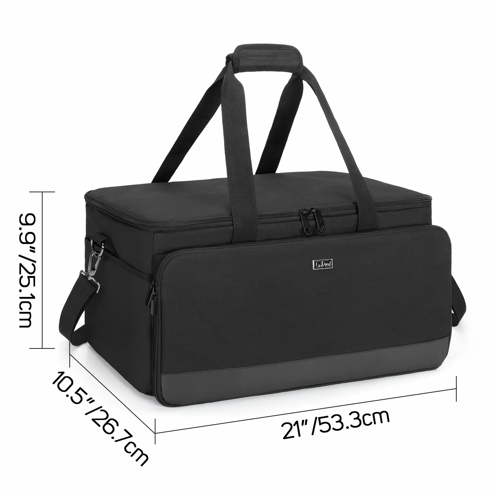 LoDrid Duża torba na dokumenty z wewnętrznym wyściełanym dnem i odpinanymi przegrodami, torba DJ z wieloma kieszeniami na laptopa 15,6 cala, sprzęt DJ, instrument dźwiękowy i sprzęt muzyczny, Czarny,