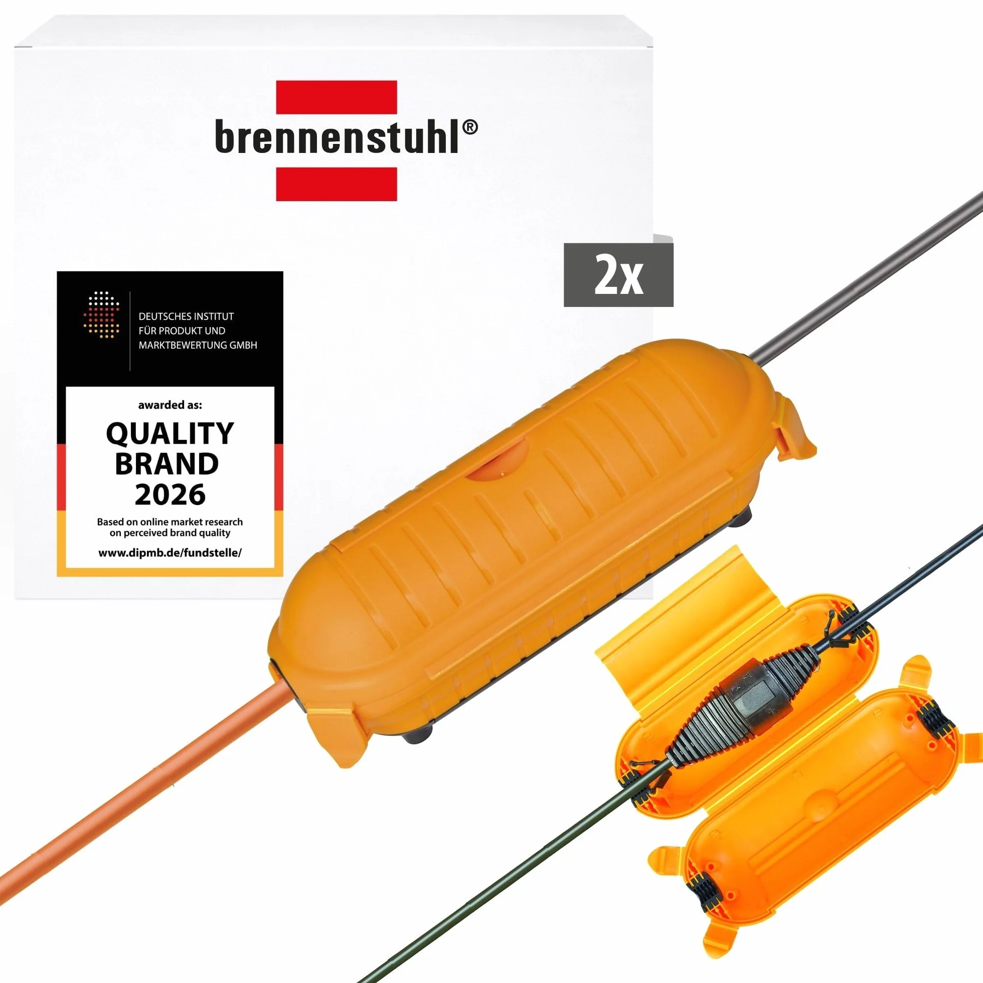 Brennenstuhl Zestaw 2 sztuk Safe-Box/puszka ochronna na kable przedłużające (kapsuła ochronna na kable, do zastosowań wewnętrznych) zielona