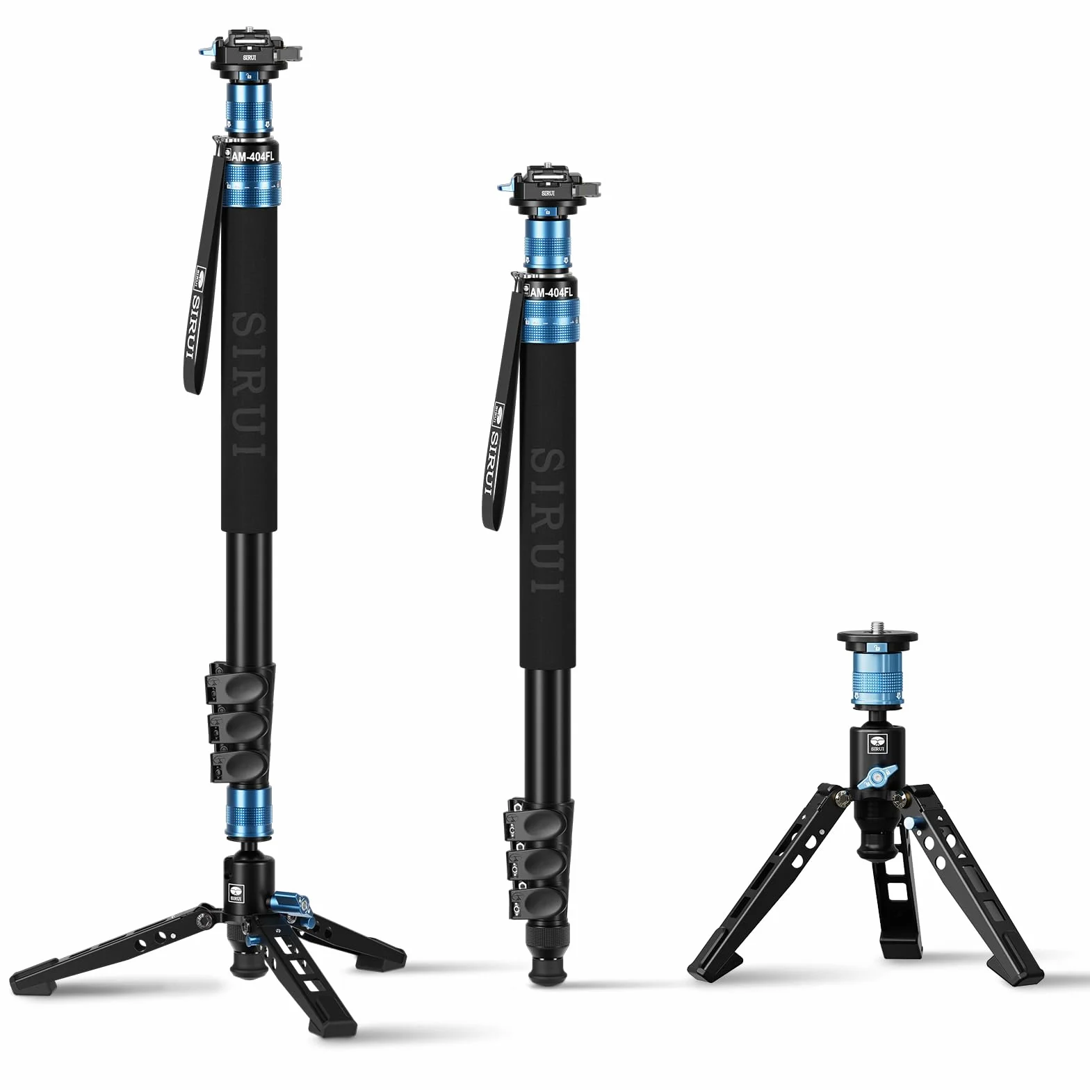 SIRUI Aluminiowy monopod ze stopkami, kompaktowy profesjonalny monopod 192,5 cm do aparatów, obsługuje do 15 kg, kompatybilny z Sony, Canon, Nikon DSLR, AM-404FL+QC-55