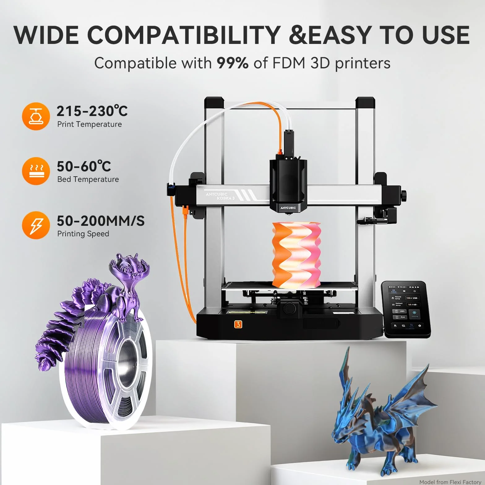 TECBEARS Jedwabny filament PLA 1,75 mm 1 kg, jedwabny trójkolorowy filament PLA drukarka 3D, z jedwabiście gładkim wykończeniem, dokładność wymiarowa +/- 0,02, szpula 1 kg, czerwony żółty zielony