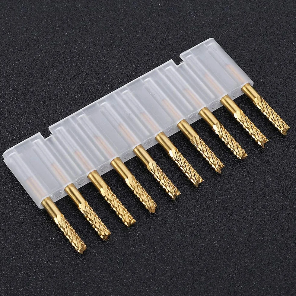 10 stücke 3,175mm Hartmetallfräser Schaftfräser 1/8"schaft Titan Beschichtete CNC PCB Gravur Cutter Bit