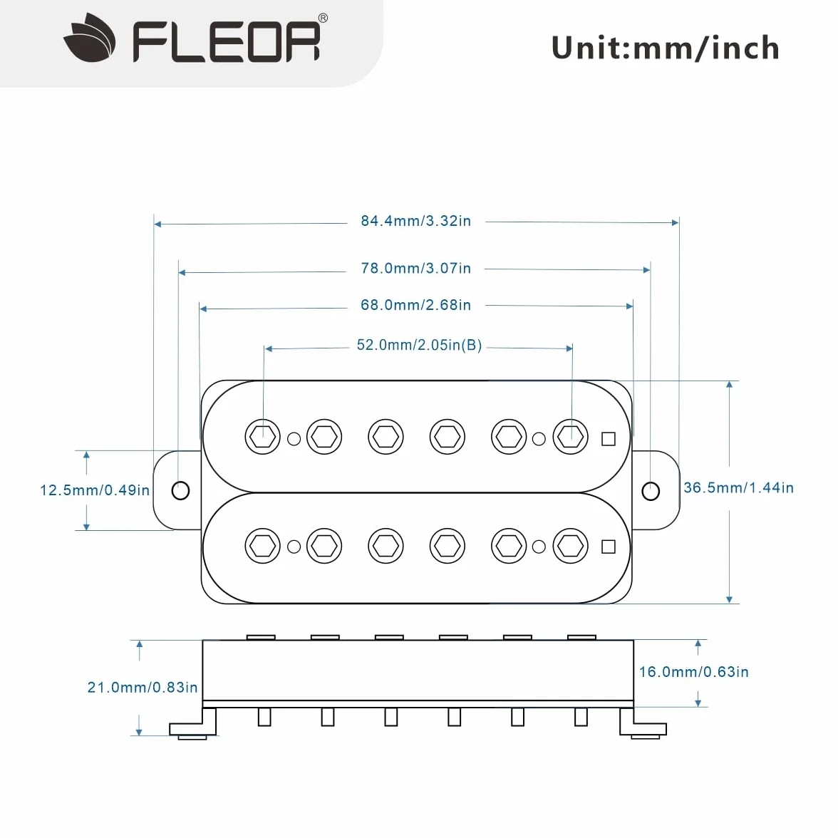 FLEOR Bridge Pickup Double Coil Humbucker przetworniki 14-15K do przetwornika gitary elektrycznej-czarne
