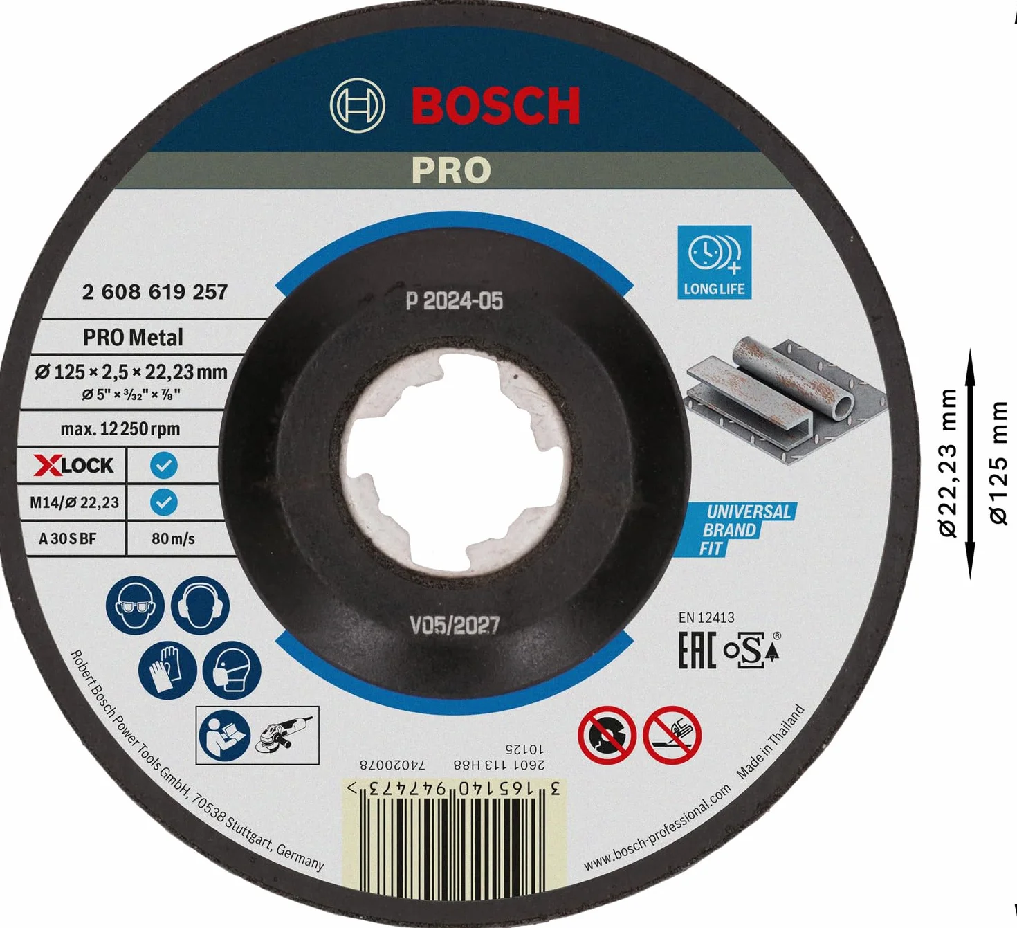Bosch Professional Tarcza tnąca Expert for Metal (do metalu, X-LOCK, Ø 125 mm, Akcesoria szlifierek kątowych)