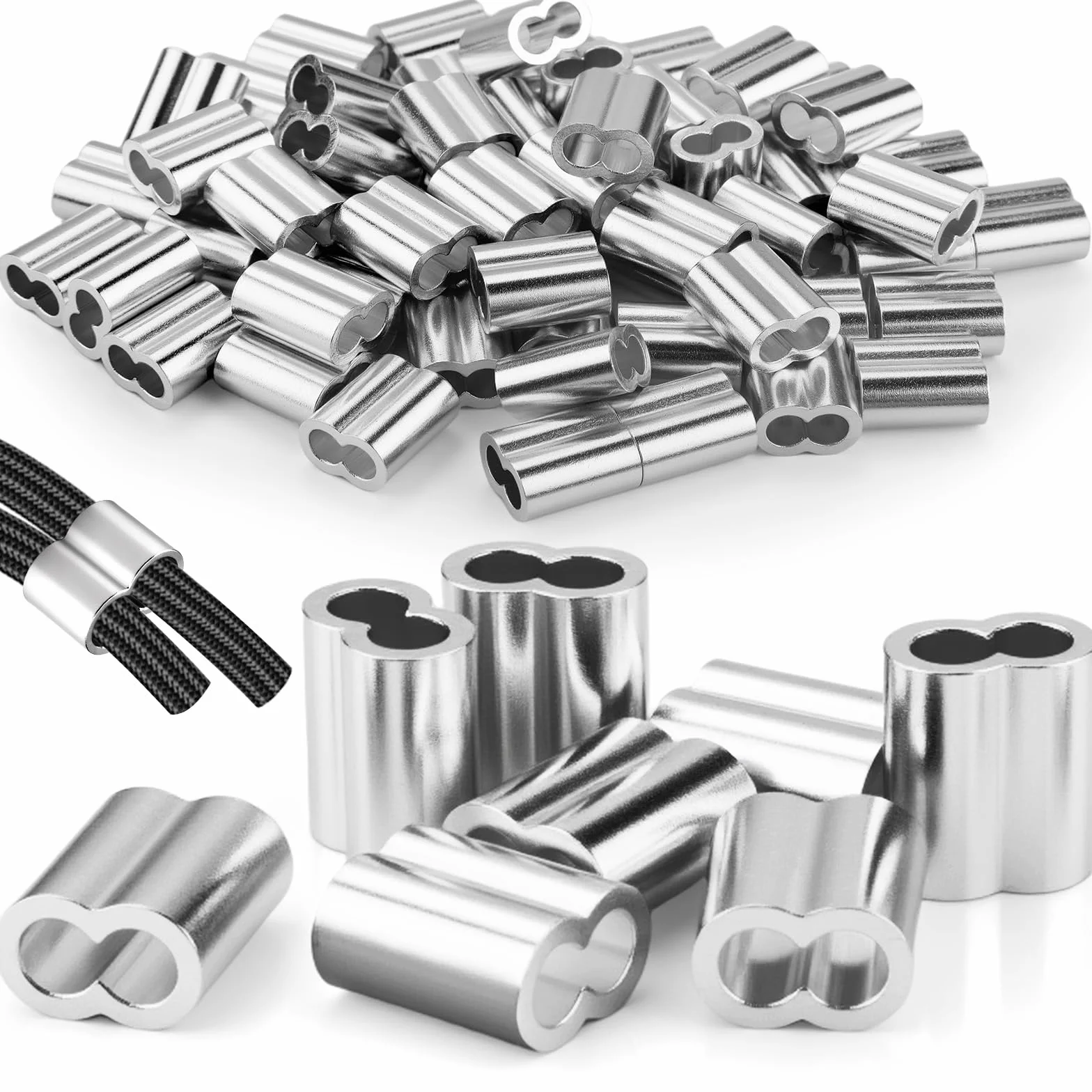 60 sztuk zacisków linowych 4 mm, tuleje zaciskowe, zaciski zaciskowe, linka gumowa, do przyczepy, liny do plandek, liny ekspandera, tuleje zaciskowe, tuleje zaciskowe, tuleje zaciskowe, tuleje
