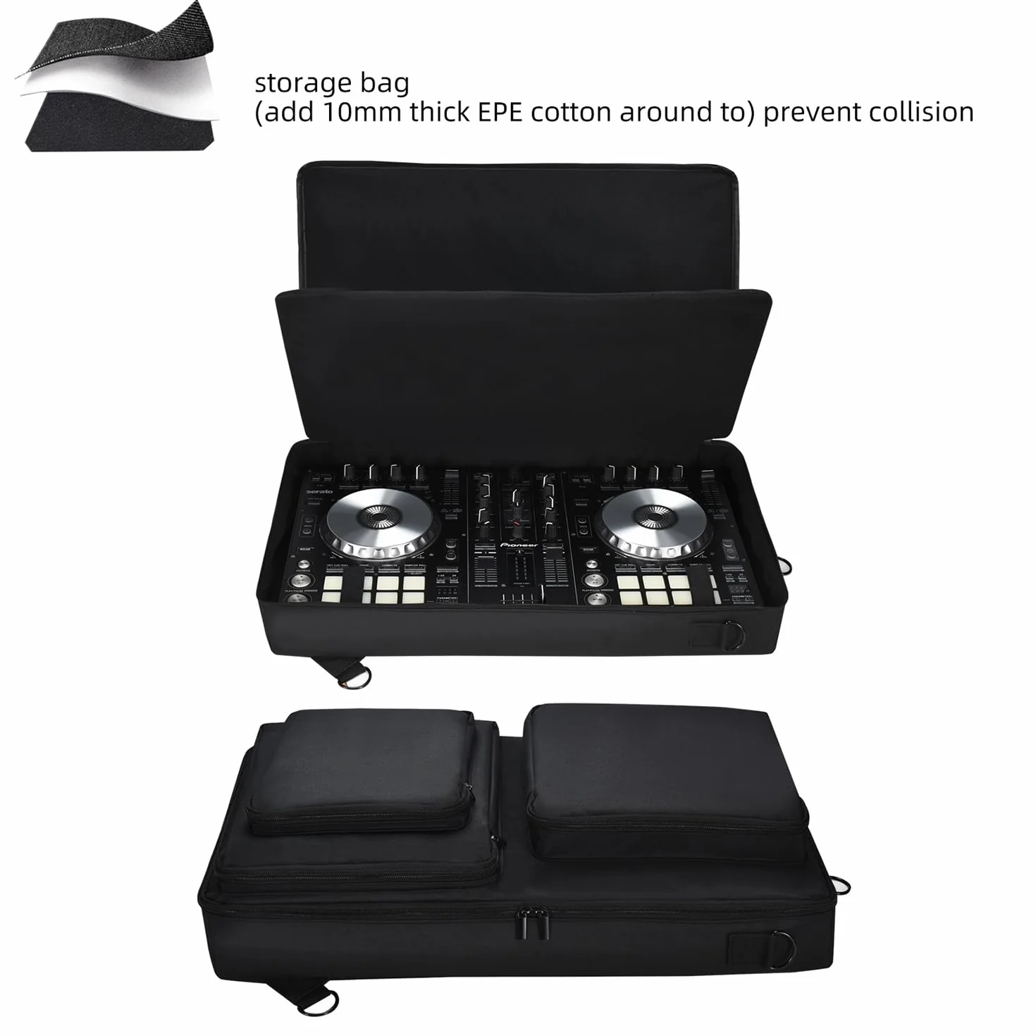 Torby dla Pioneer DJ DDJ-SR2/DDJ-SR,dla Native Instruments Traktor Kontrol S4 Mk3,Przenośny pokrowiec podróżny na ramię Plecak na słuchawki, tablet, kabel i ładowarkę (Czarny)