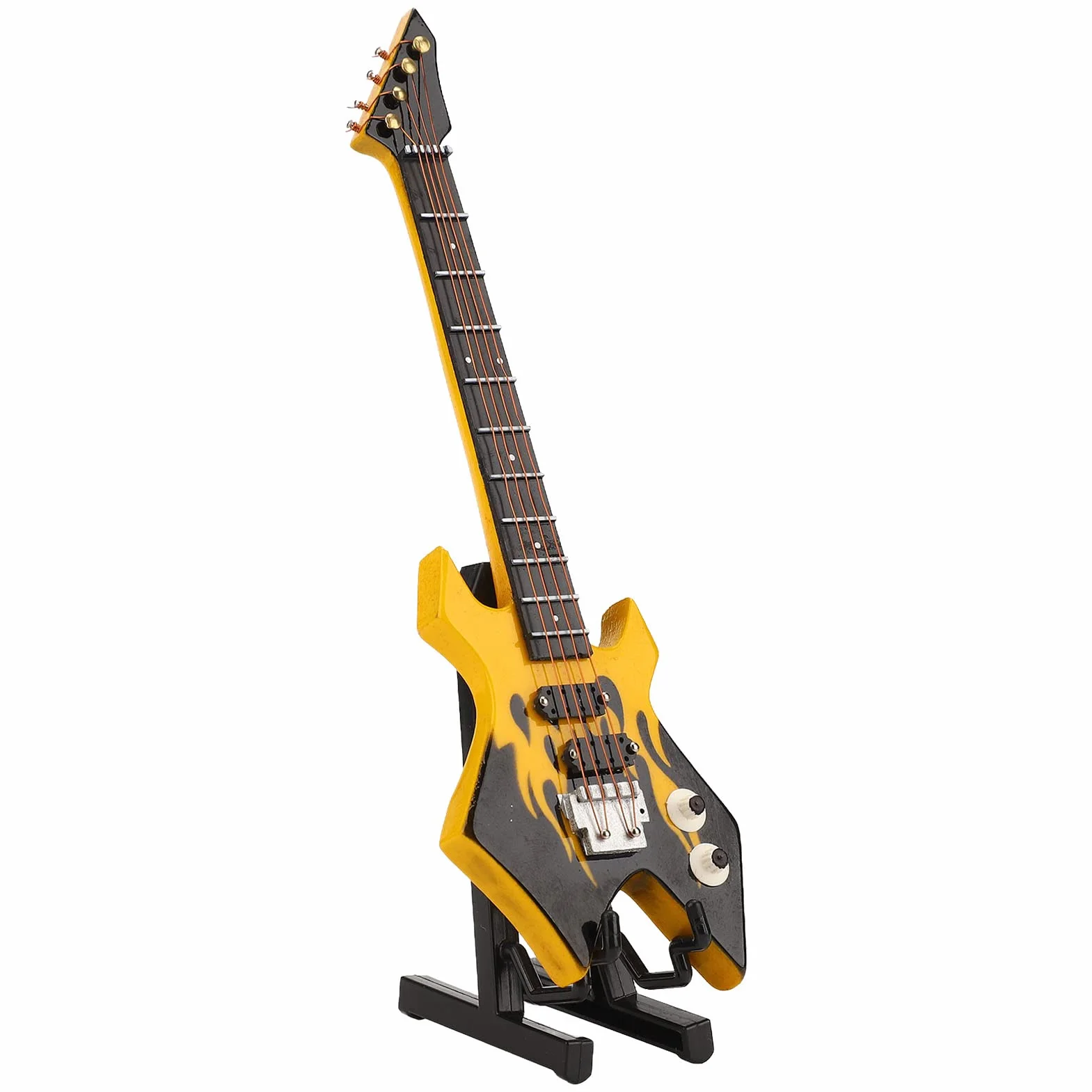 Mini Bas, Symulacja Klasyczna Kolekcja Instrumentów Dekoracyjnych Miniaturowy Model Gitary do Sypialni Studyjnej(Żółty)