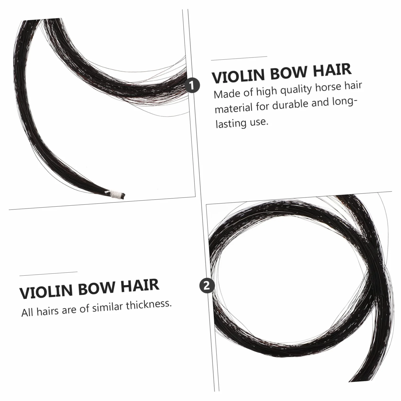 Hanks Natural Violin Horse Hair for Bow Repair Durable String Accessory for Violin and Smaller Instruments Pre-tied for Easy Installation