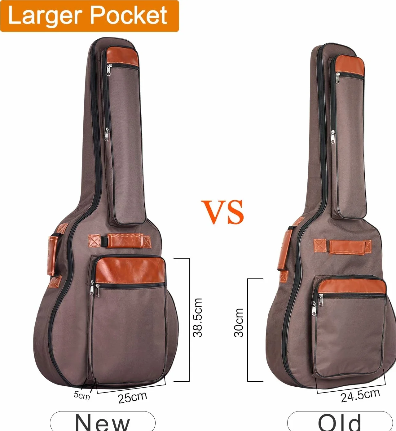CAHAYA pokrowiec na gitarę akustyczną Gig Bag, 40"/41"/42", wodoszczelny pokrowiec na gitarę Bag Braun, 12 mm, wyściełany, do gitary koncertowej ulepszona wersja CY0150