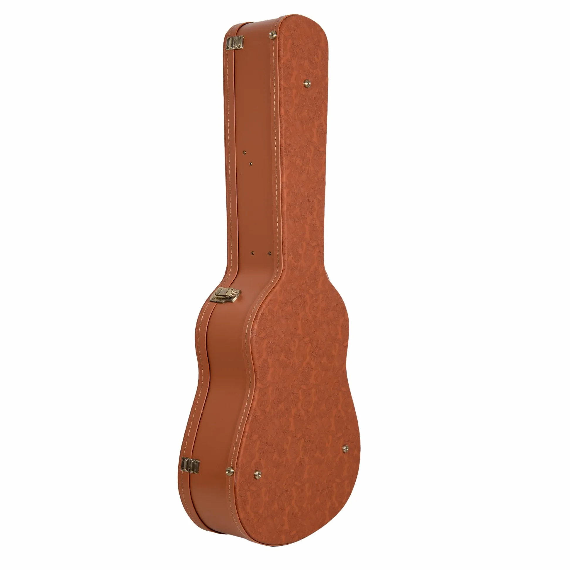 Crossrock Seria Relief - drewniana obudowa do gitary Gibson Acoustic i Martin Dreadnought, z wysoce teksturowaną powierzchnią, imitacja polaru z norek, zatrzaski ze stali nierdzewnej - czerwone drewno