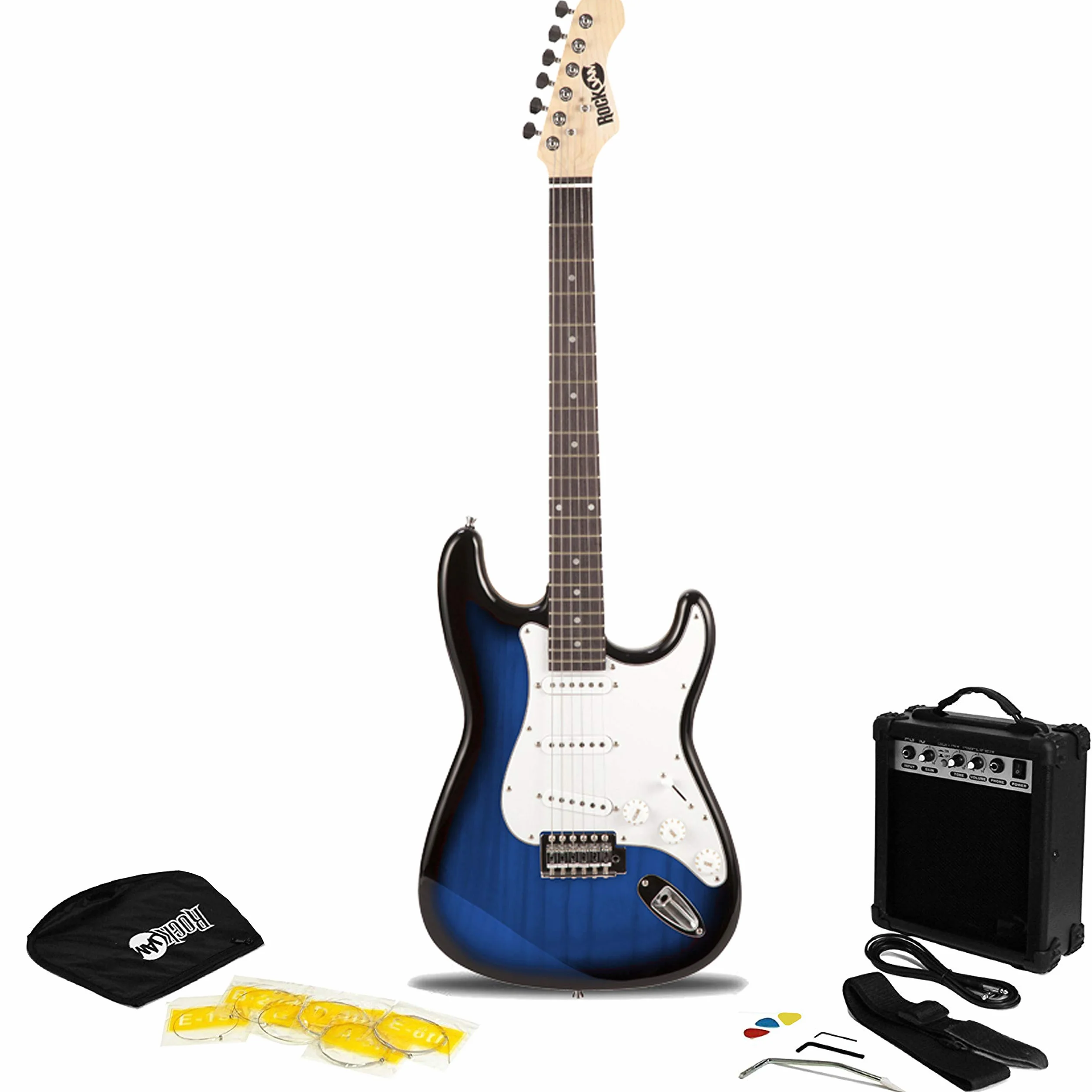 RockJam Gitara elektryczna, super zestaw ze wzmacniaczem