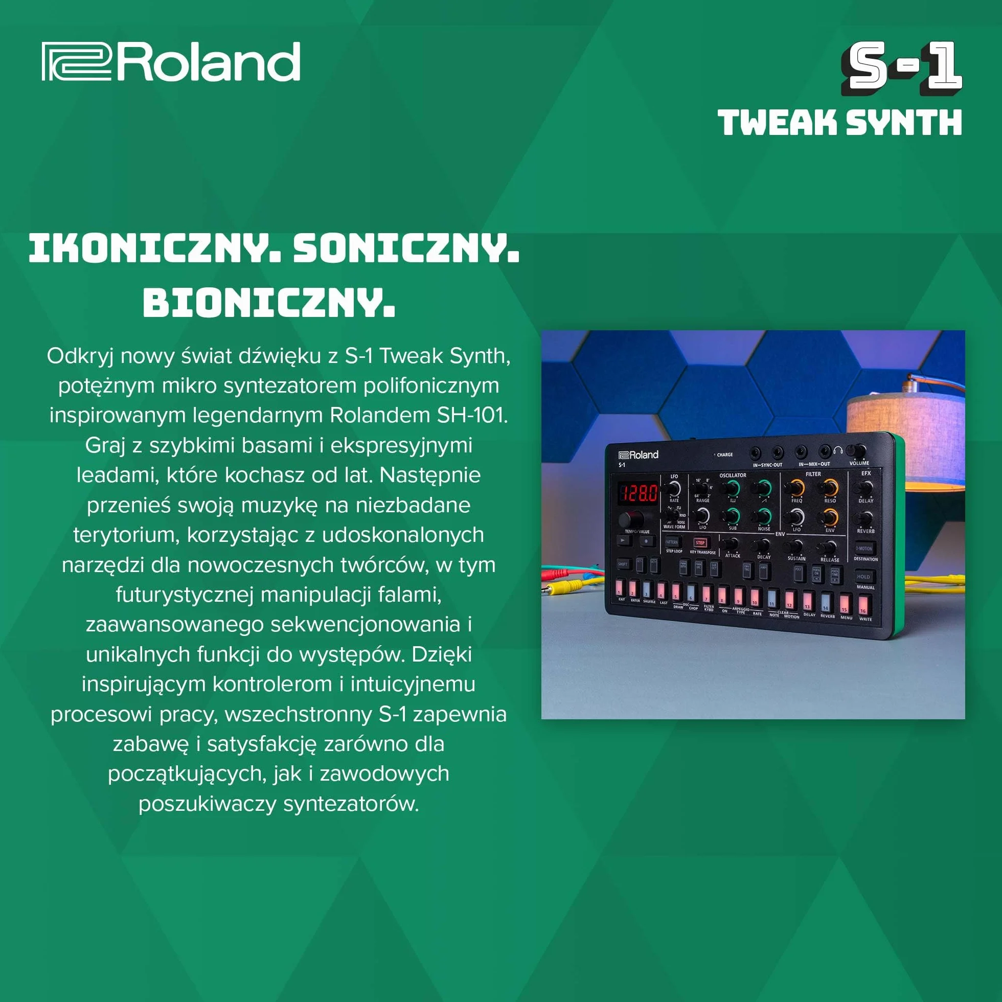 Roland AIRA Compact S-1 Tweak Synth Micro Polysynth z D-Motion Sound Control Bateria 4,5h