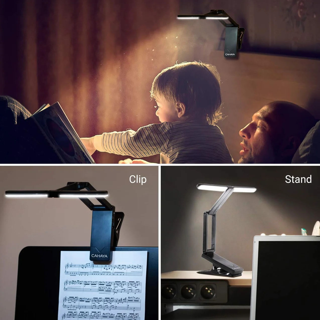 CAHAYA CY0240 LED stojak muzyczny z zaciskiem, 10 jasnych diod LED, światło do stojaka muzycznego z klipsem, ładowalna lampa LED do czytania