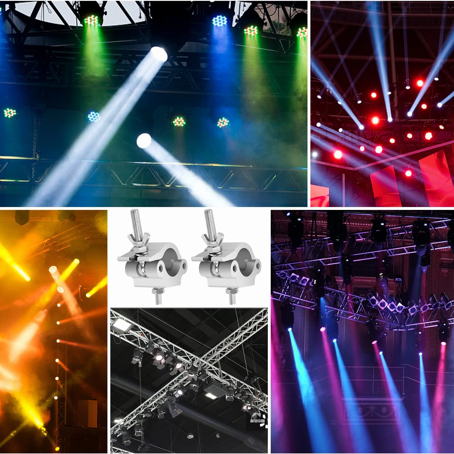 2 sztuki uchwytów zaciskowych typu O, ze stopu aluminium, do montażu na trawersie 38-54 mm, do połowy pary, do oświetlenia scenicznego DJ, akcesoria Truss do reflektorów Par Light, obciążenie 150 kg