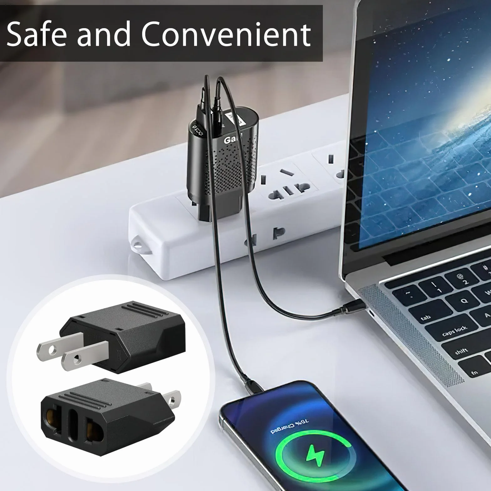 TNSLAND 4 szt. adapter podróżny USA, adapter sieciowy wtyczka USA Niemcy, wtyczka USA, adapter wtyczka, wtyczka USA, adapter do UE, Ameryki/Kanada/Meksyk/Japonia, 2 piny, uniwersalny adapter