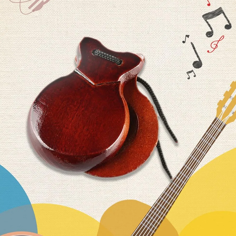 2 pary kastanietów dla dorosłych, taniec flamenco kastaniety ze struną ręcznie kastaniety dla dzieci perkusyjny instrument muzyczny drewno hiszpańskie kastaniety instrument muzyczny