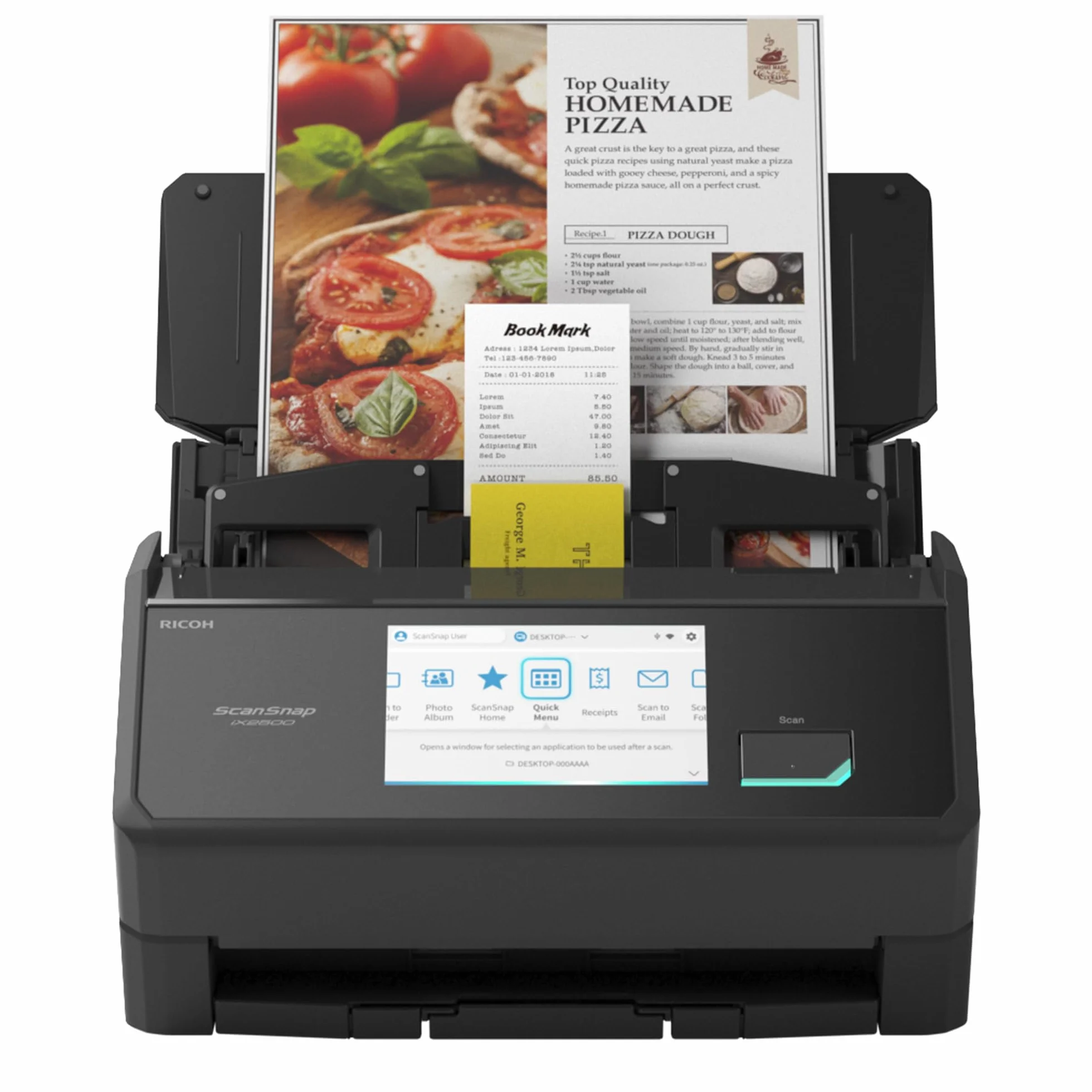 Ricoh ScanSnap iX2500 ADF Skaner 600 x 600 DPI A4 Czarny (Ricoh ScanSnap iX2500 - skaner dokumentów, podwójny CIS, dwustronny - 279 x 432 mm - 600 dpi x 600 dpi - do 45 str./min [mono] / do 45
