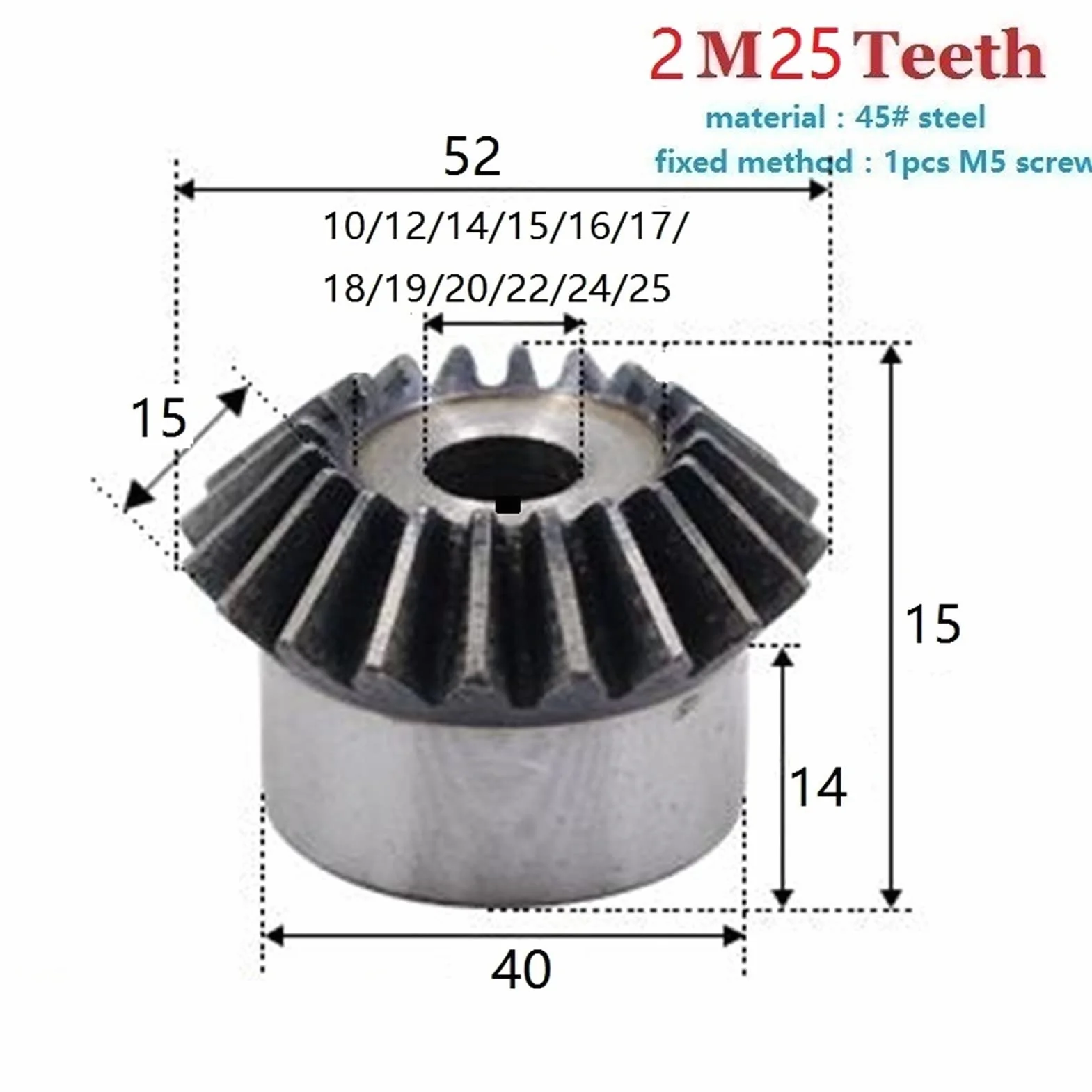 Przekładnia kątowa， Przemysłowa precyzyjna przekładnia stożkowa 2-modelowa przekładnia zębata 10 do 25 zębów wiele rozmiarów(12mm keaway 4mm)