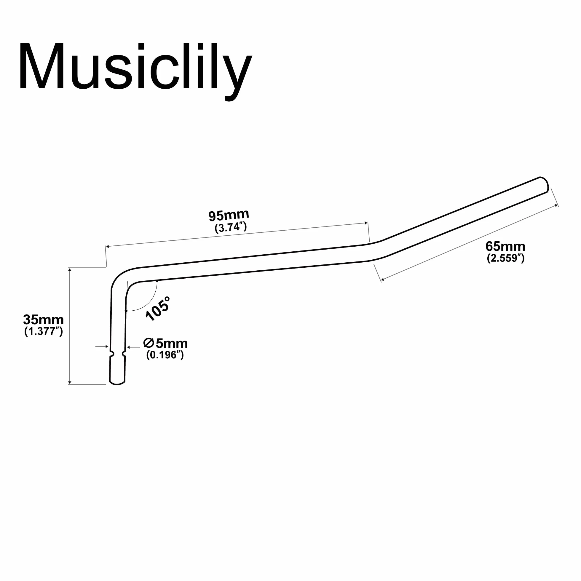 Musiclily Ultra 5mm Wciskane Stal Nierdzewna Ramię Tremolo do Made in China Wilkinson M Seria Tremolo Mostek, Oryginalny Kolor z Bez Nakładka