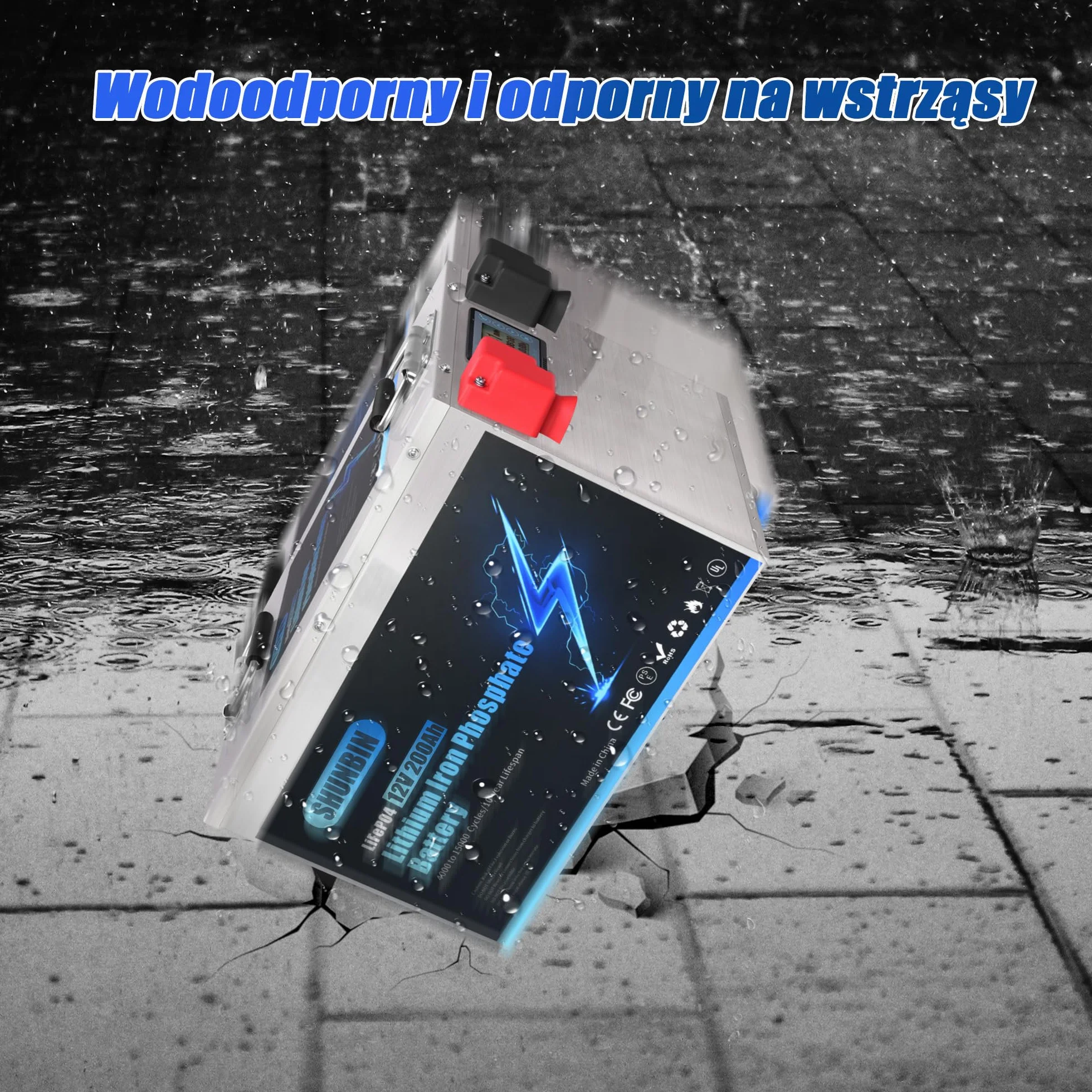 Lifepo4 bateria litowa 12V 200Ah 2560Wh Powłoka ze stali nierdzewnej z ładowarką Coulomb metr Maksymalne cykle głębokie 20000 Bateria fosforanu litowego słoneczny/kamper/łódź/wózki golfowe