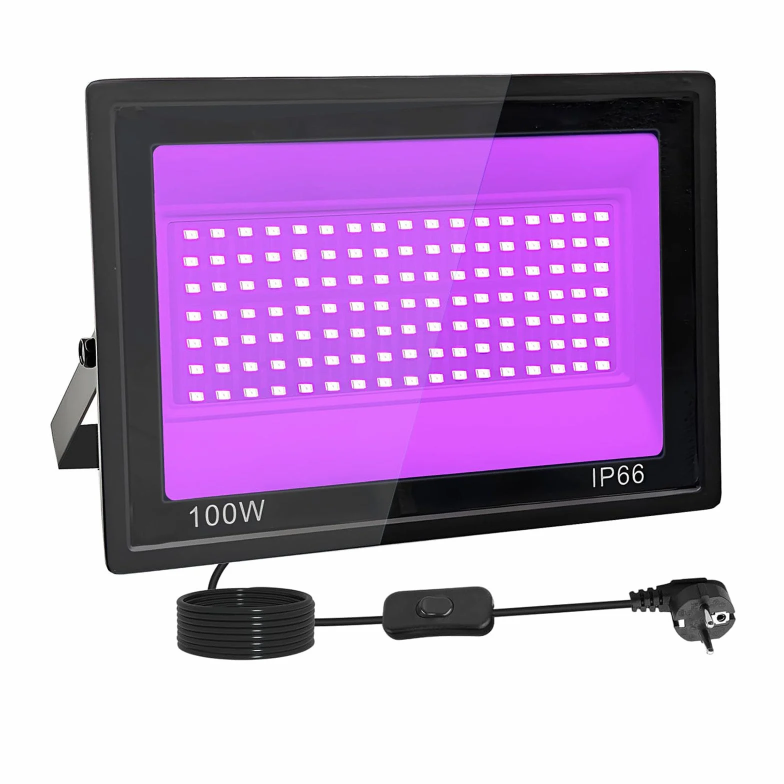 100 W, czarny reflektor LED, IP66, wodoodporny, UV, 395-400 nm, przełącznik, na imprezę, Halloween, do malowania ciała, baru, akwarium