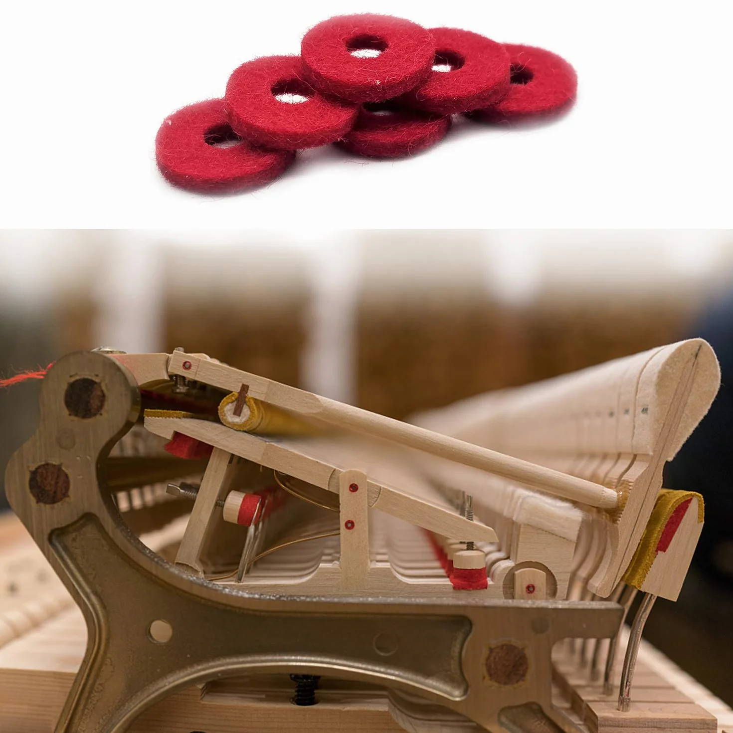 100 szt. podkładki filcowe do fortepianu, 12,5 mm, podkładka filcowa do klawiatury fortepianowej, pogrubiona, 2,5 mm, czysta wełna, podkładka filcowa, czerwony instrument fortepianowy, akcesoria,