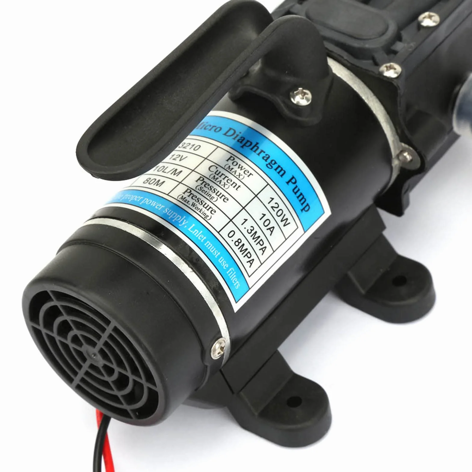 Elektryczna pompa wodna 120 W, 10 l/m, samozasysająca pompa membranowa z urządzeniem zabezpieczającym przed przeciążeniem do myjek wysokociśnieniowych, nawadniania ogrodu, napełniania (12 V/24 V) (12