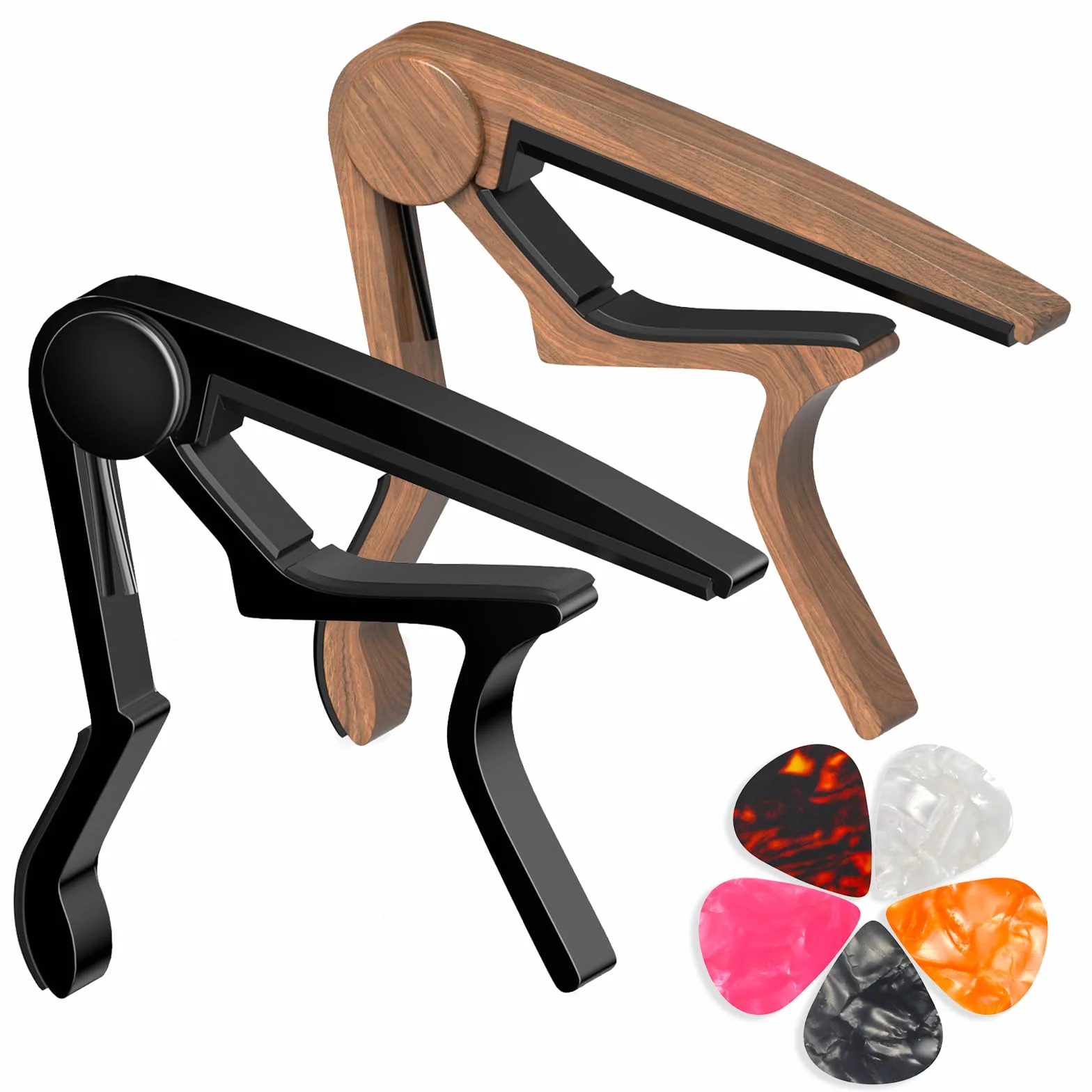Kapodaster do gitary akustycznej, klasycznej, elektrycznej, ukulele, mandoliny, banjo i innych instrumentów muzycznych, szybkie zapięcie, podkładka silikonowa z pamięcią kształtu, bez brzęczenia