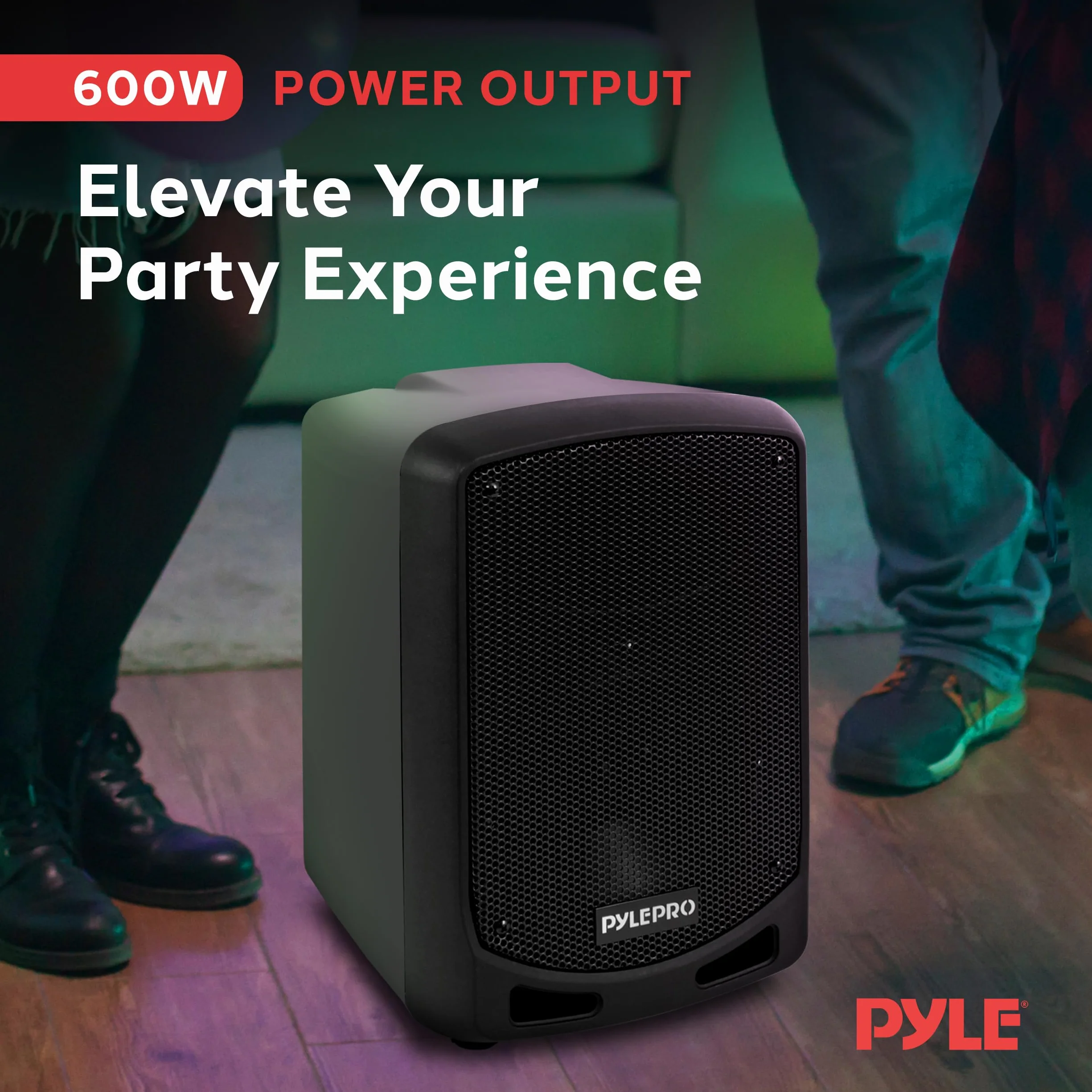 Pyle Głośnik Bluetooth Karaoke PA - Indoor/Outdoor Przenośny system dźwiękowy z bezprzewodowym mikrofonem, nagrywanie audio, akumulator, odtwarzacz USB/SD, uchwyt na stoisko - na imprezę, sterowanie