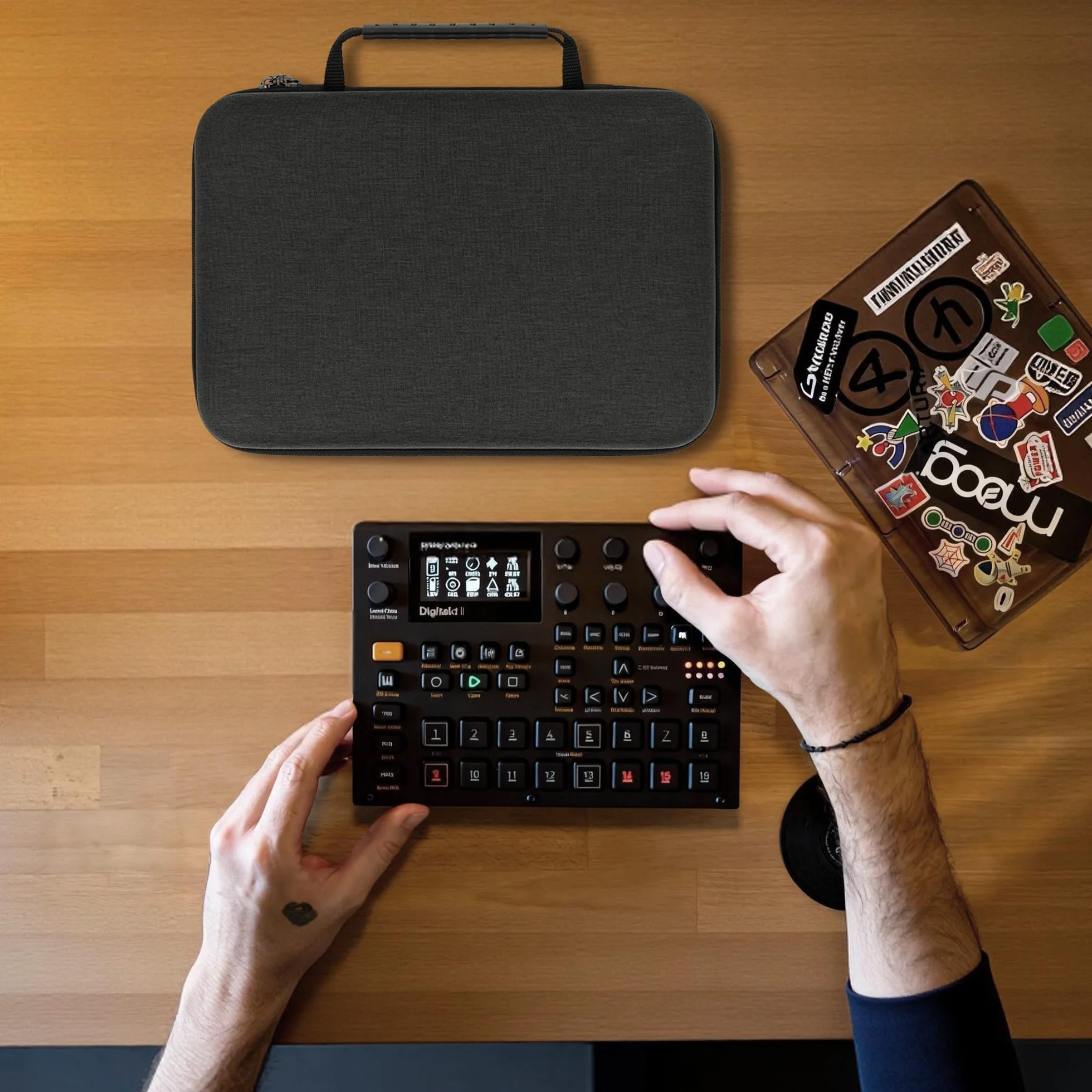 GEEKRIA Etui do przenoszenia interfejsu audio, kompatybilne z Elektron Digitakt II/Digitone II/Syntakt 12 / Analog Heat MKII/Hard Shell torba podróżna (ciemnoszara)