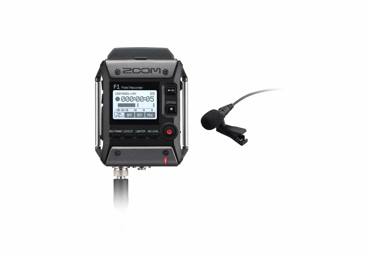 ZOOM F1-LP Field Recorder z mikrofonem typu lavalier – profesjonalny rejestrator audio do filmów, podcastów i wywiadów – wersja UE – czarny