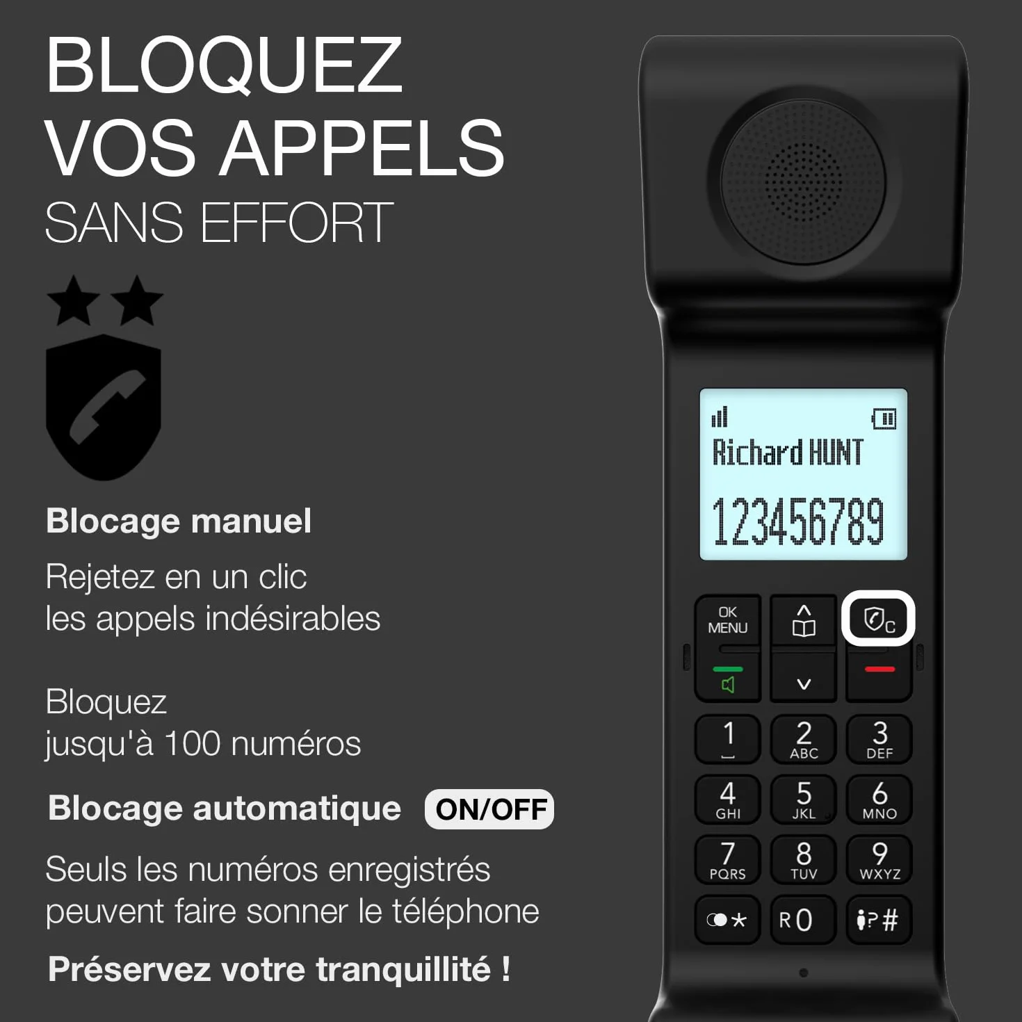 ALCATEL Epure Iconic bezprzewodowy telefon stacjonarny DECT – styl vintage – duży wyświetlacz graficzny o wysokiej rozdzielczości – funkcja głośnomówiąca – funkcja blokowania połączeń – czarny