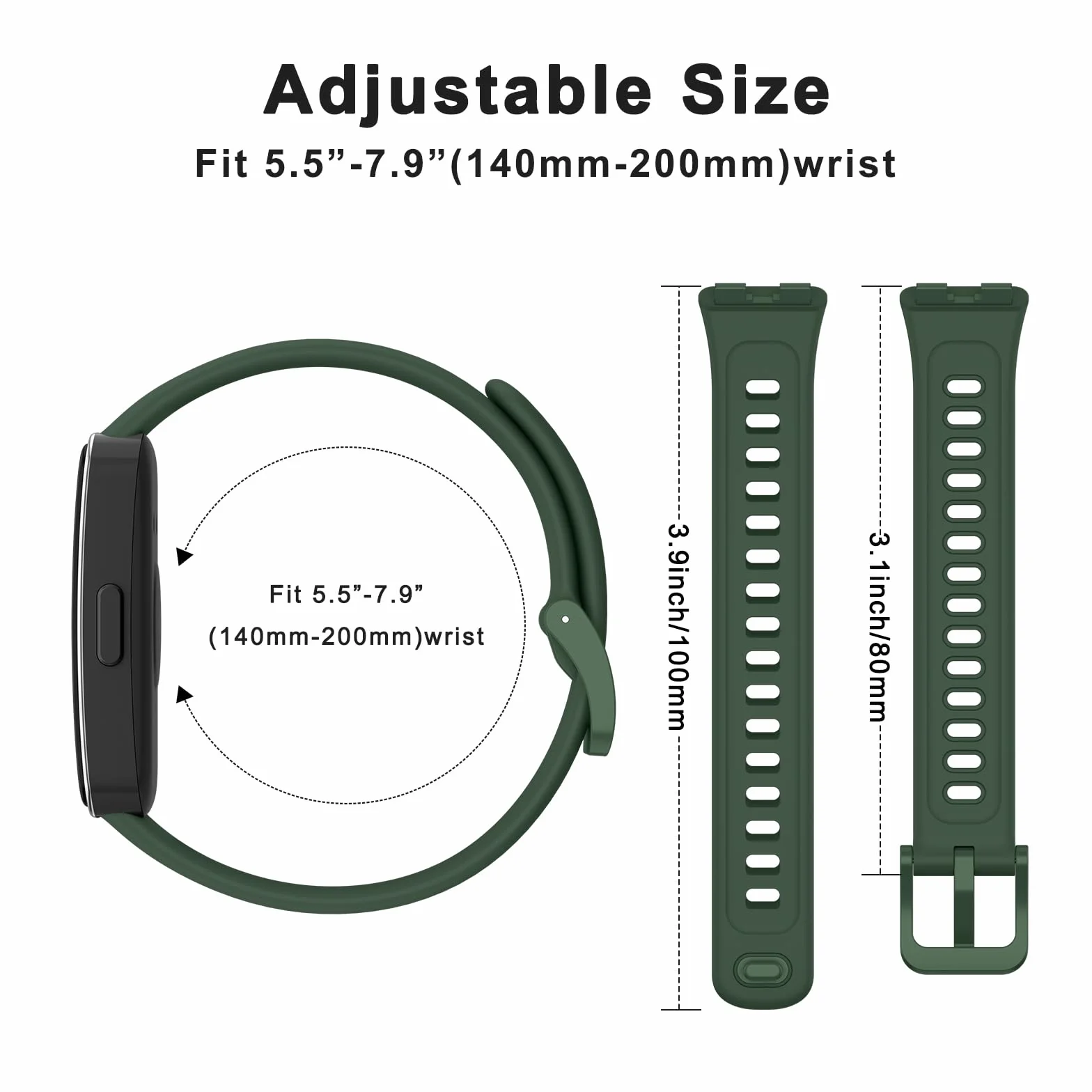 Amzpas 3 sztuki bransoletek do Huawei Band 9 / Huawei Band 8, dla kobiet i mężczyzn, silikonowe, sportowe paski zastępcze, do Huawei Band 9/8, 3 sztuki