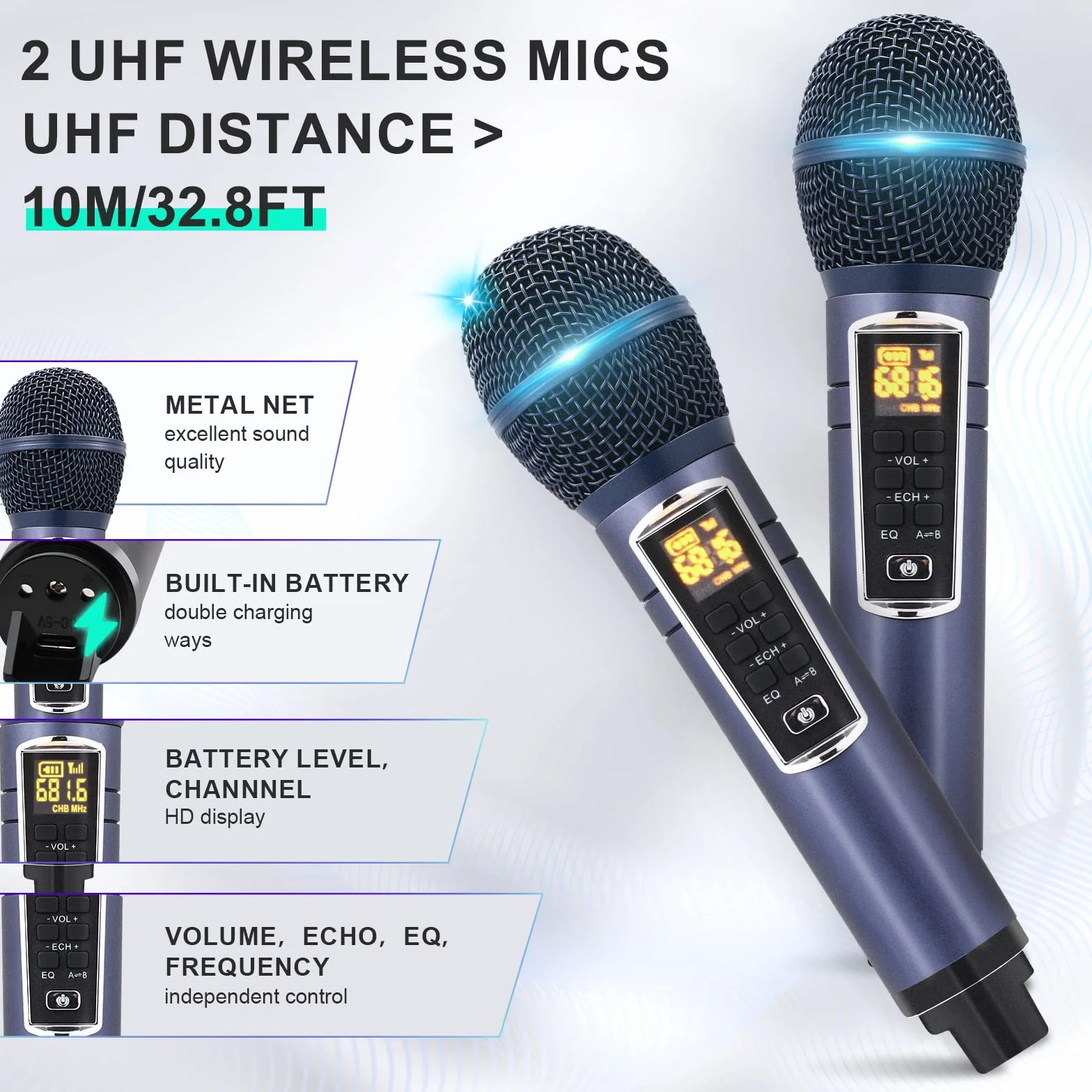 Urządzenie do karaoke Party Speaker z 2 bezprzewodowymi mikrofonami, głośnik Bluetooth do karaoke z ekranem dotykowym, światłem LED i stojakiem na telefon, głośnik do karaoke dla dzieci z