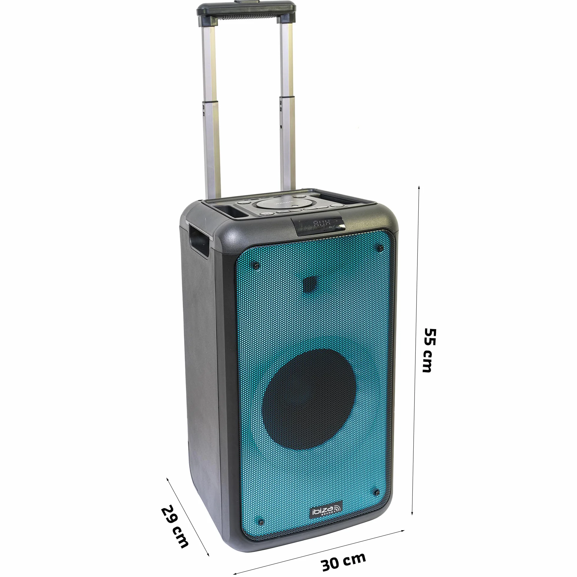 Ibiza - STREET-WAVE - Przenośny głośnik akumulatorowy 8"/400W z Bluetooth, USB i microSD - efekt WAVE LED i bezprzewodowe połączenie TWS - Czarny