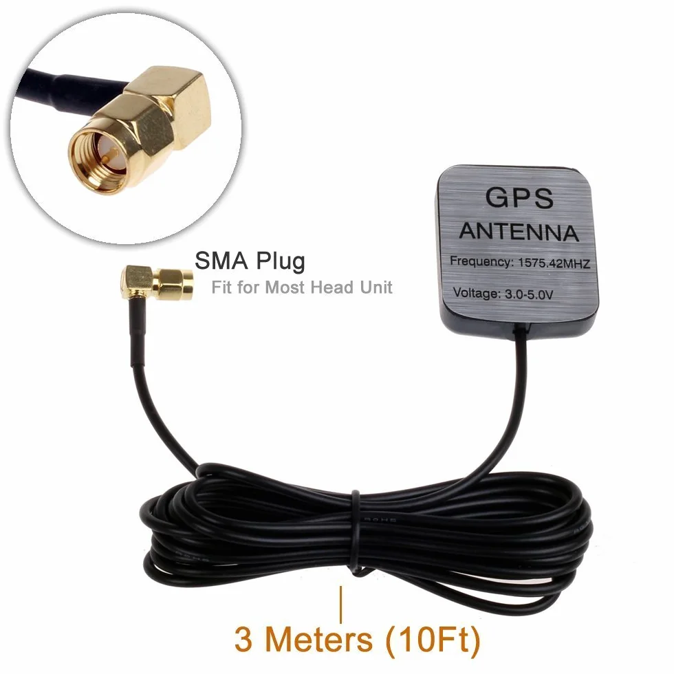Cocar Aktywny kabel antenowy GPS, kątowa wtyczka męska SMA, do systemu nawigacji, 3 m, pozłacany