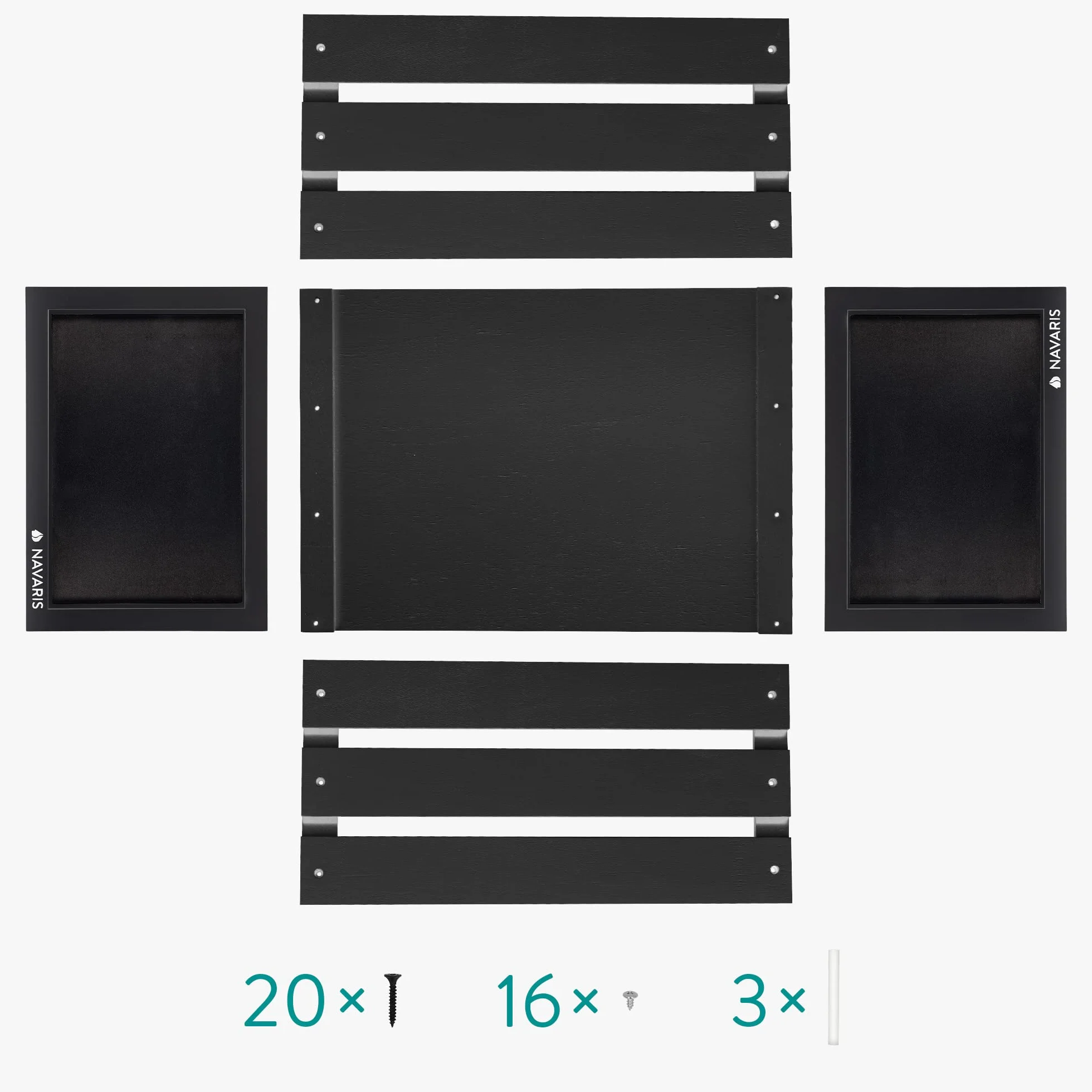 Navaris Drewniana skrzynka na płyty gramofonowe z tablicą do pisania kredą – 42,9 x 34,4 x 22,9 cm – na maks. 80 płyt LP – winylowa skrzynka drewniana – czarna