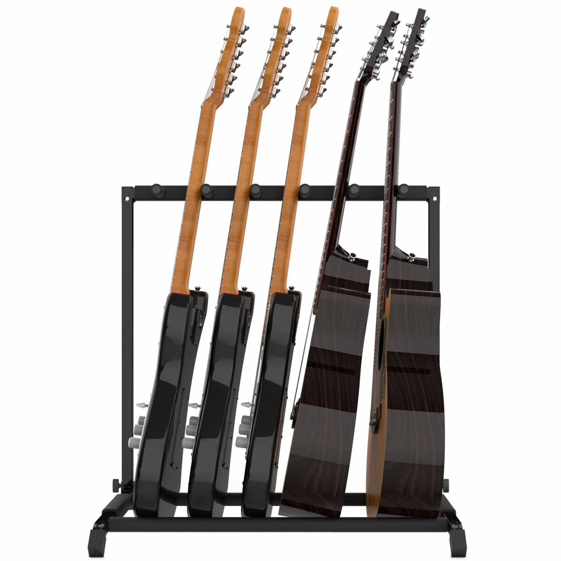 Audibax, Multi-Stand 3 stojak na 5 gitar, składany, wyściełane uchwyty, stojak na gitarę i bas, czarny, wymiary 61 x 54 x 67 cm