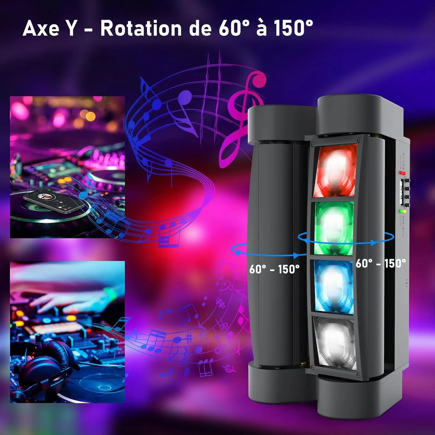 BETOPPER Światło Sceniczne Moving Head, RGBW 4 w 1, Mini Oświetlenie Imprezowe LED, DMX512 / Tryb Głosowy Do Baru, Na Imprezę