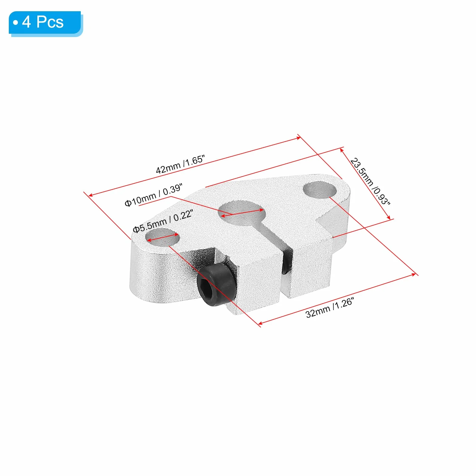 PATIKIL SHF10 aluminiowy ruch liniowy pręt szynowy uchwyt zaciskowy prowadnicy 4 szt. do 10 mm wału