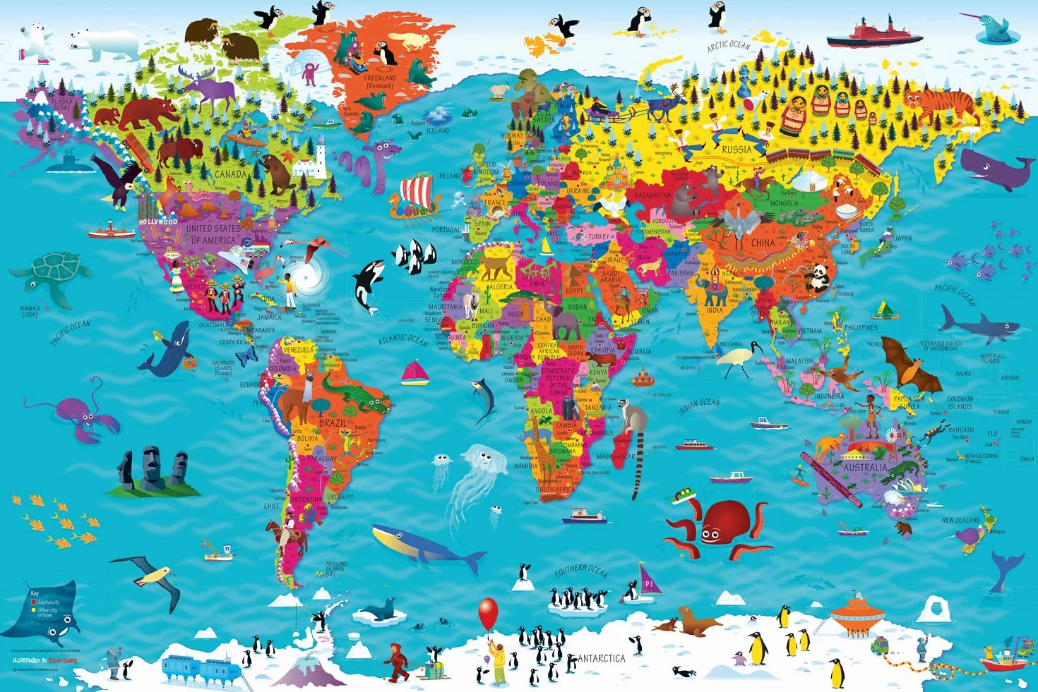 Collins Children’s World Wall Map: An illustrated poster for your wall