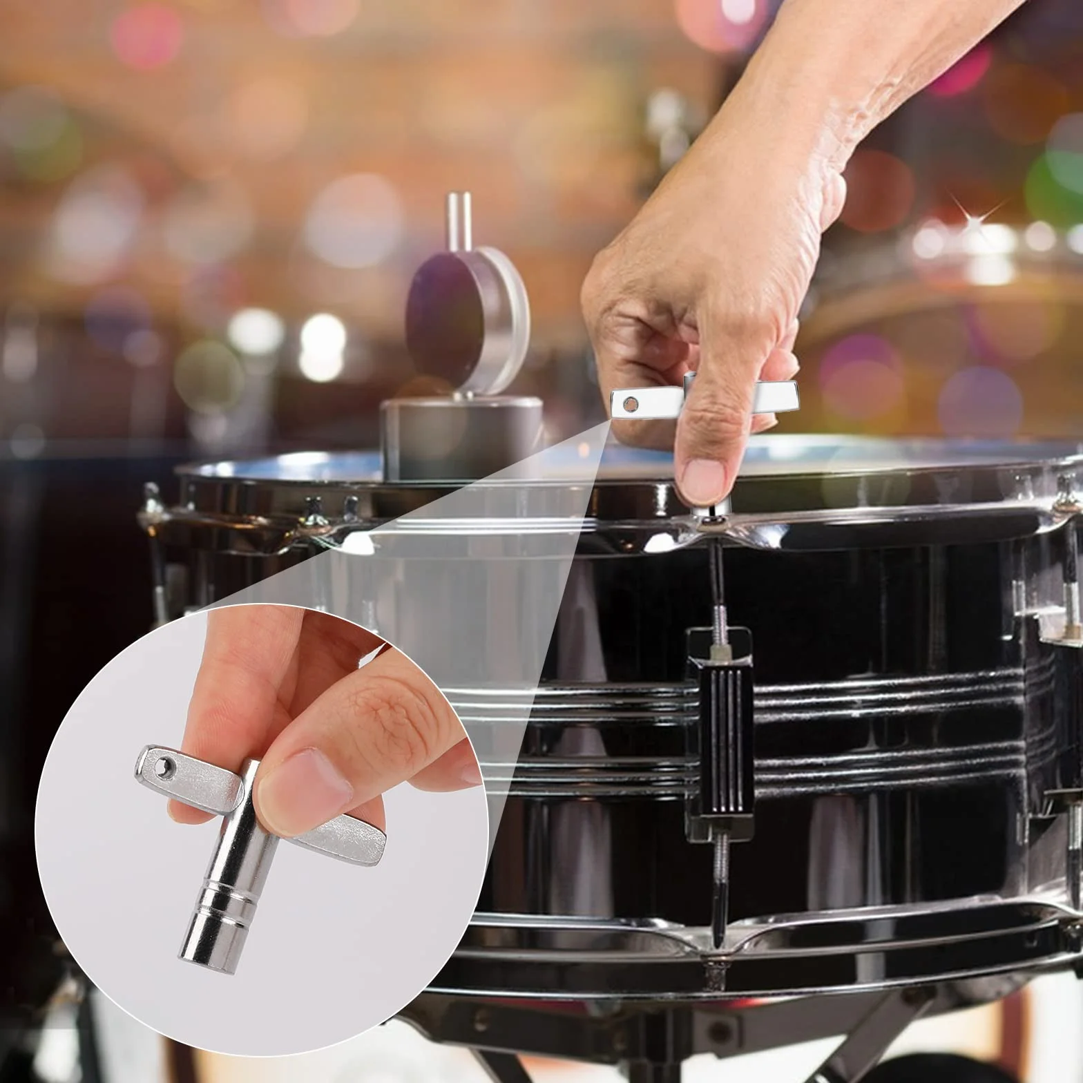 4 klucze perkusyjne srebrne do perkusji ​ klucz do strojenia perkusji instrument muzyczny klucz perkusyjny do perkusji, bębna