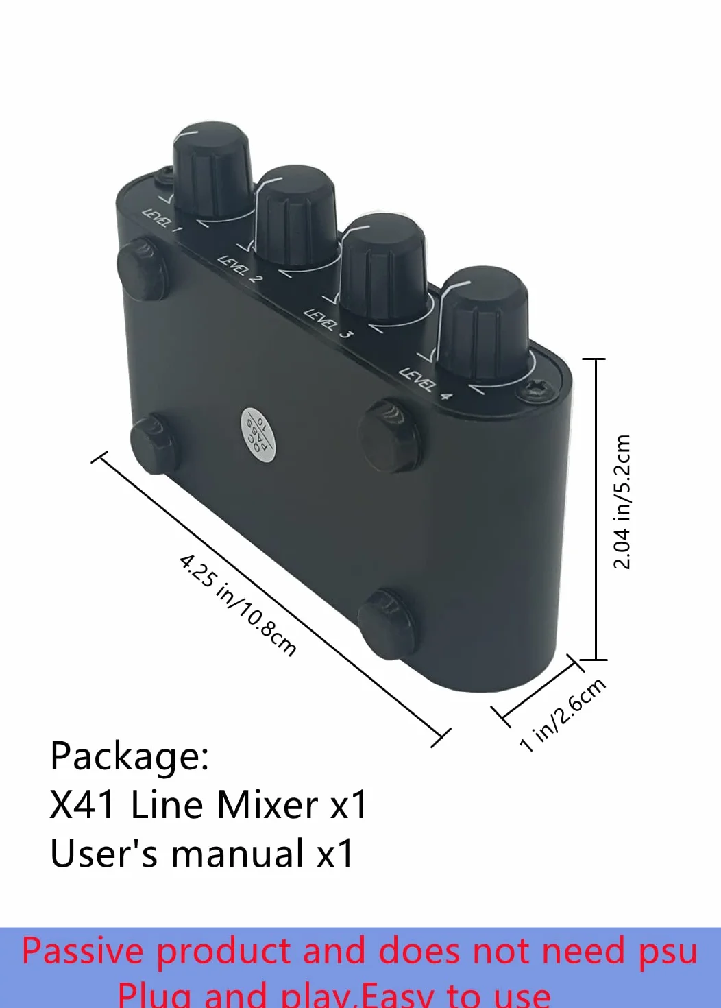 4-drożny mikser audio stereo poziomy sterowania linią mini mikser pasywny (X41)