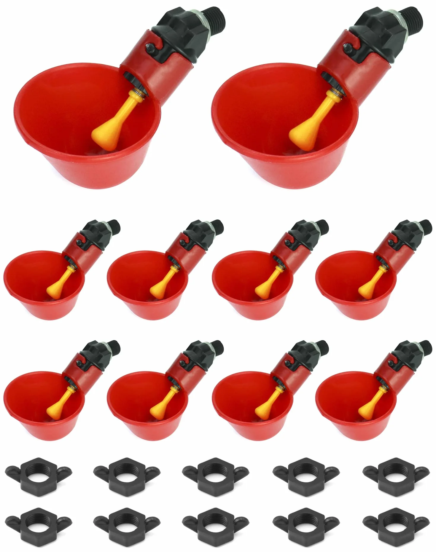 QWORK® 10 sztuk automatyczny poidła do drobiu plastikowy poidło do kurczaka, narzędzie do picia wody dla ptaków przepiórka gołąb kurczak kura (25mm, na wiadro)