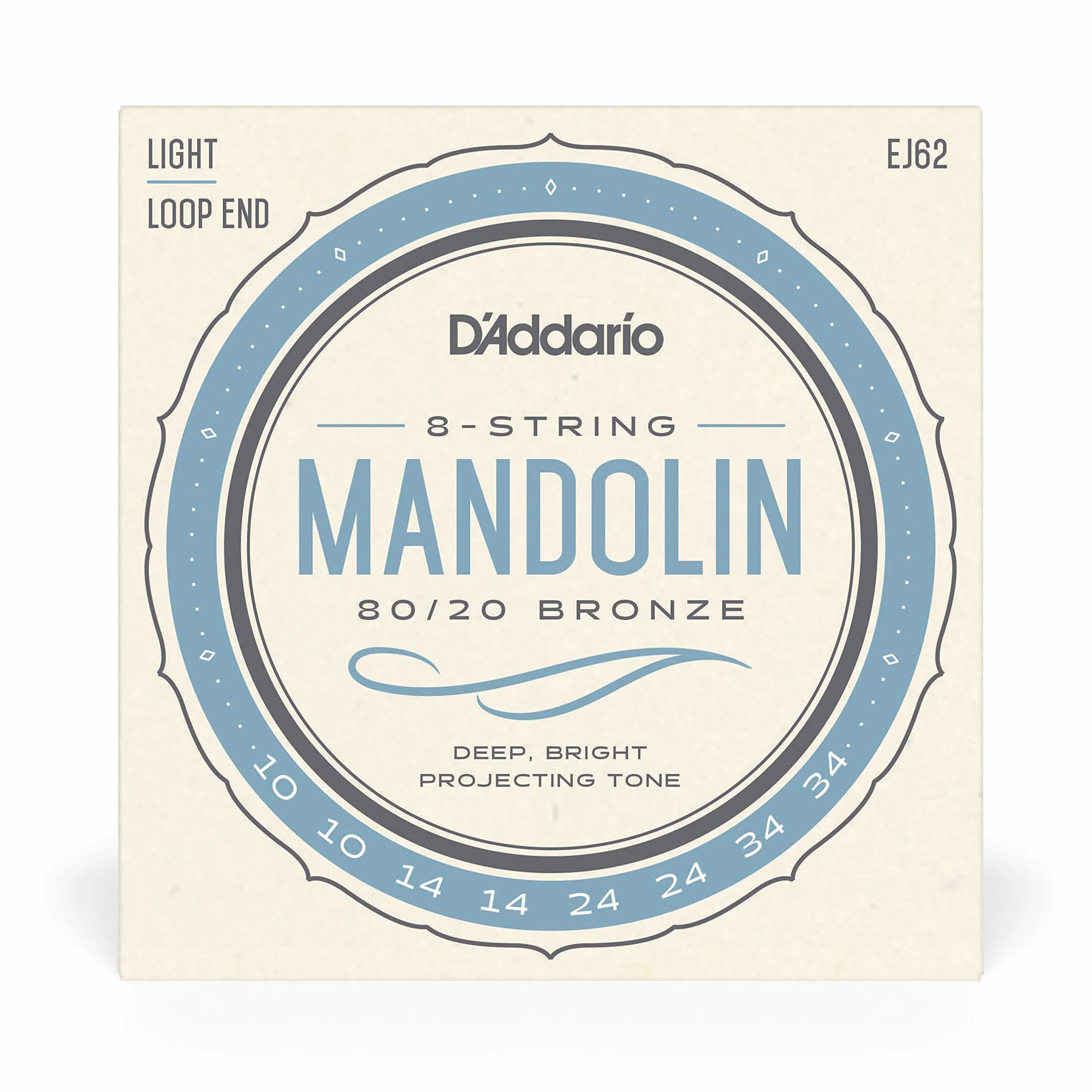 D'Addario EJ62 80/20 10-34 Brązowy lekki sznurek mandolinowy