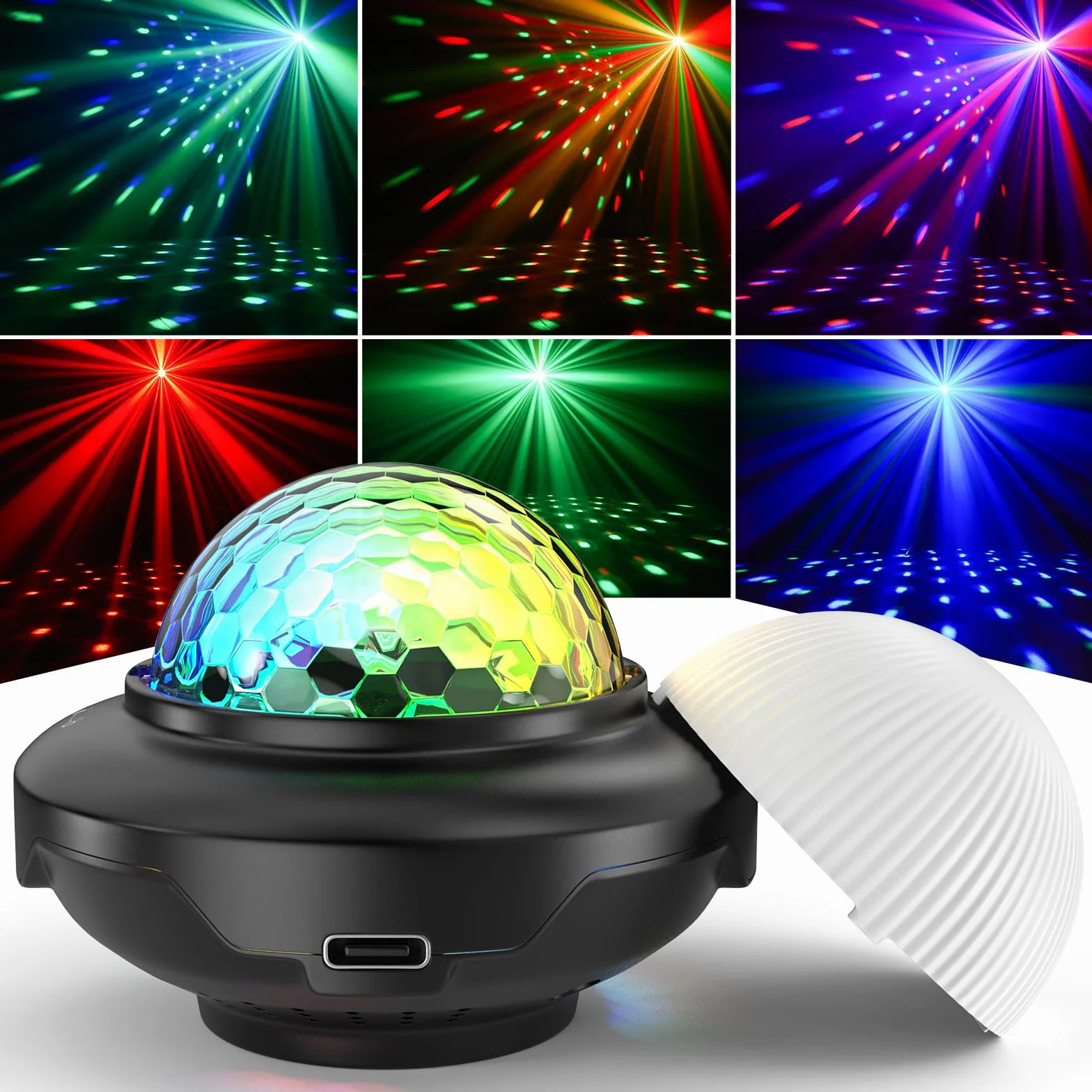 Mini kula dyskotekowa, SEBRUANC światło dyskotekowe na imprezę, 300mAh wbudowany akumulator, USB C, sterowanie muzyką, świetlna kula DJ z nocnym światłem na przyjęcia, urodziny dzieci, święta Bożego