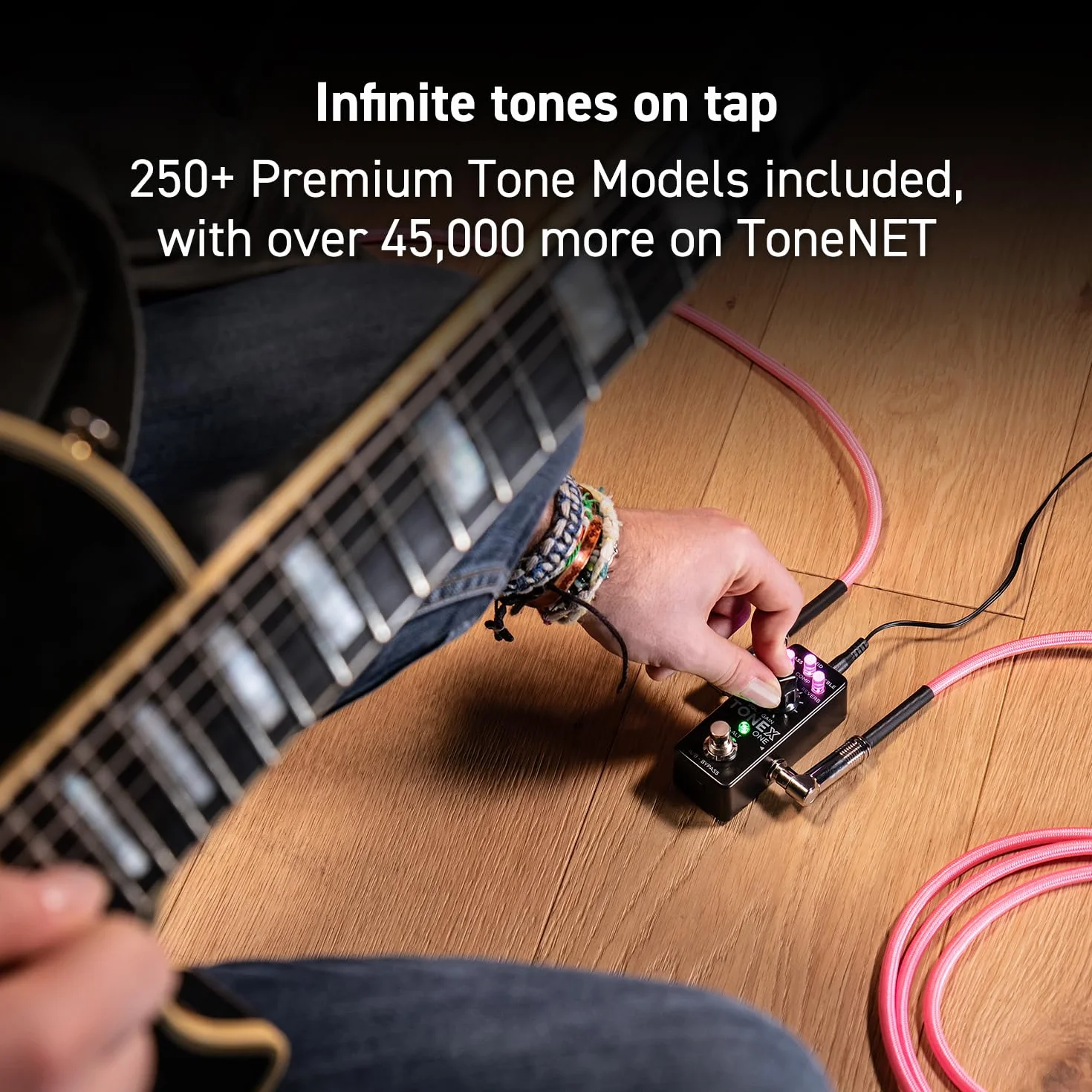IK Multimedia Mikropedał TONEX One AI MultiFX: model tonowy dowolnego wzmacniacza gitary elektrycznej, gitarowy, zniekształceń, overdrive lub inne efekty gitarowe